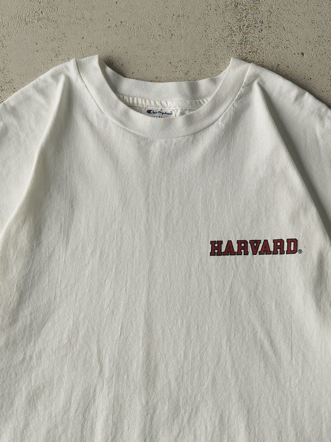 Vintage 90s White Harvard University Champion Tee (XL/XXL)