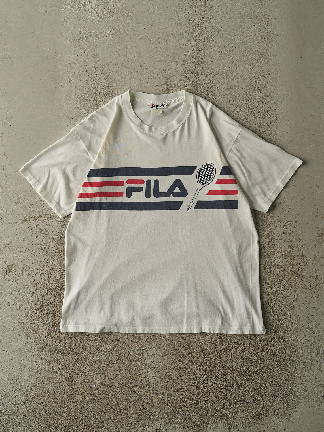 Vintage 80s White Fila Tennis Single Stitch Tee (M)