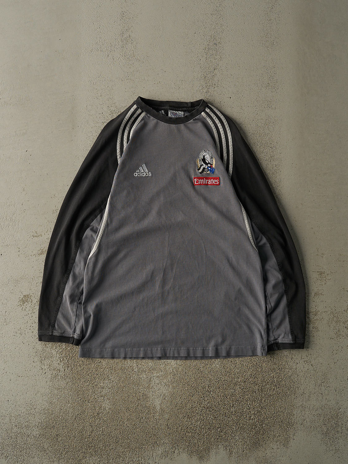 Vintage Y2K Grey Adidas Collingwood FC Rugby Embroidered Long Sleeve (L/XL)