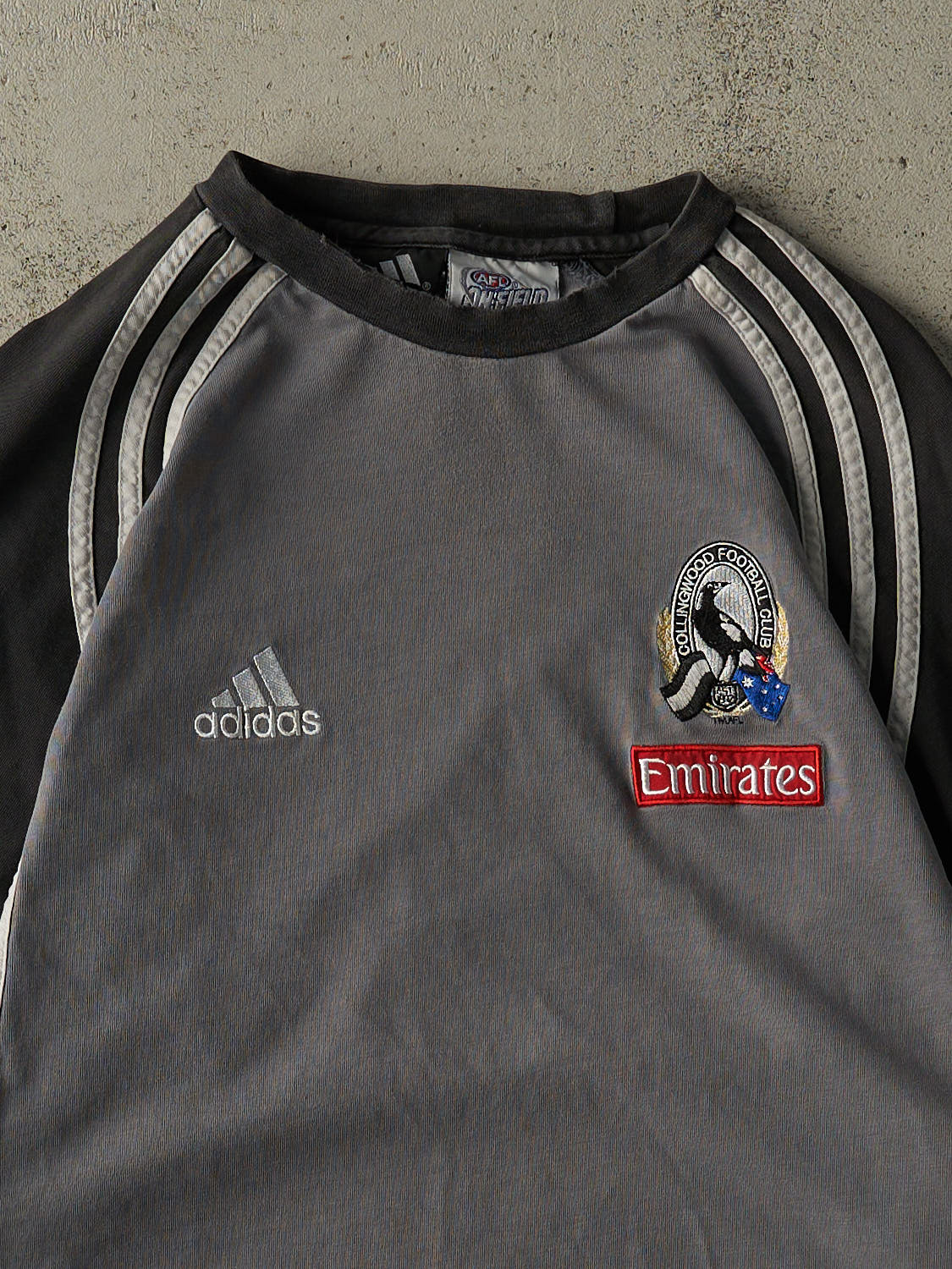 Vintage Y2K Grey Adidas Collingwood FC Rugby Embroidered Long Sleeve (L/XL)