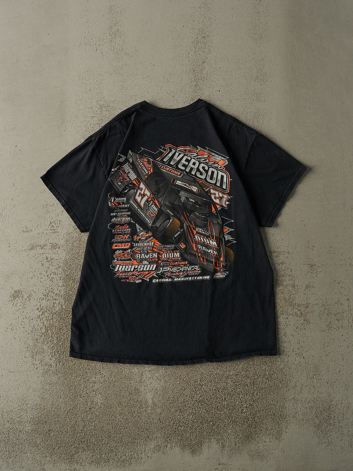 Vintage Y2K Black Calvin Iverson Racing Tee (L/XL)