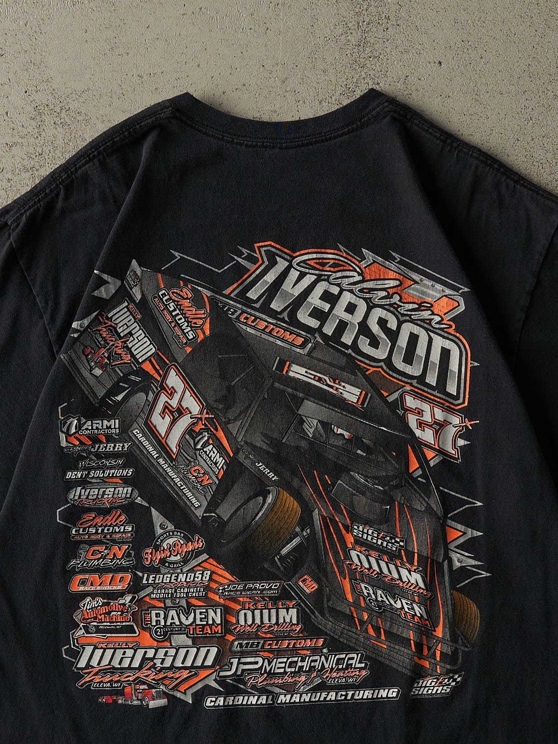 Vintage Y2K Black Calvin Iverson Racing Tee (L/XL)