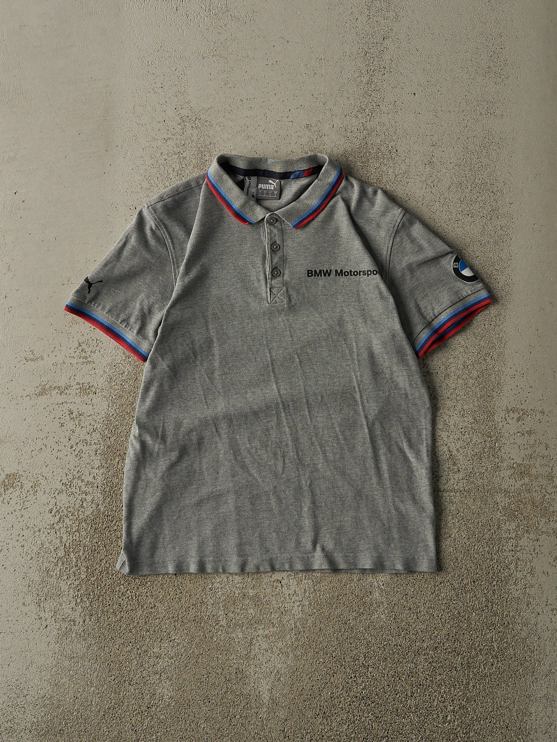 Vintage Y2K Grey BMW Motorsport Collared Quarter Button Tee (XS/S)
