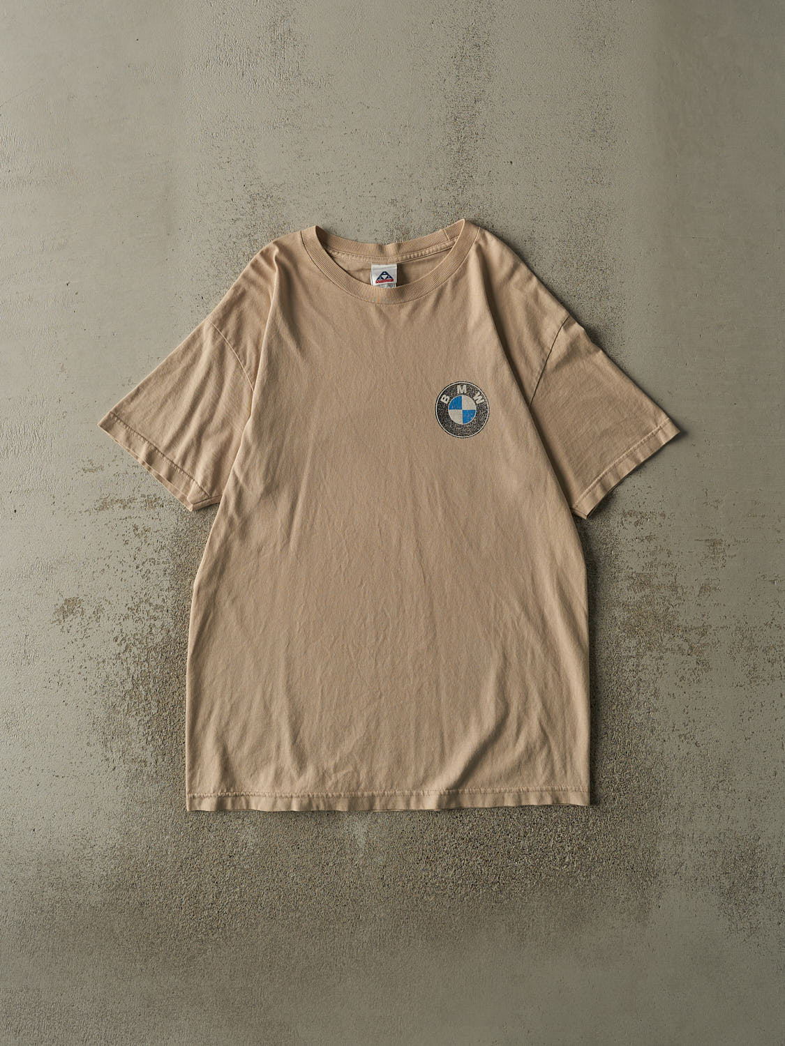 Vintage 90s Beige BMW Logo Tee (L/XL)