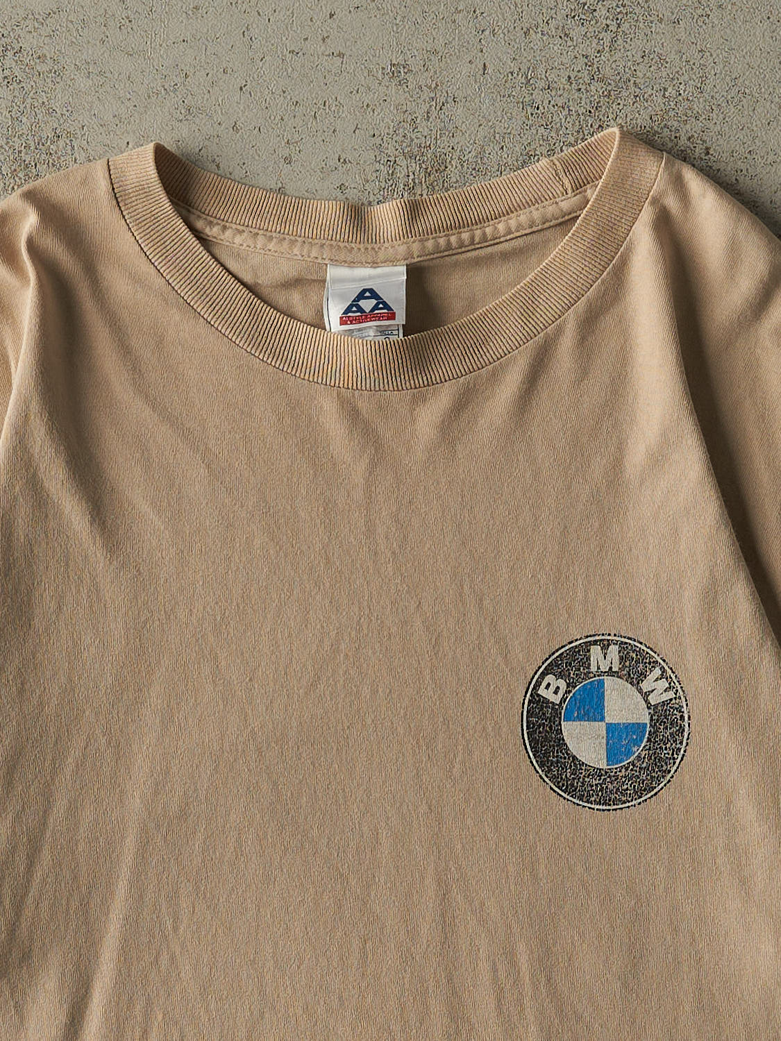 Vintage 90s Beige BMW Logo Tee (L/XL)