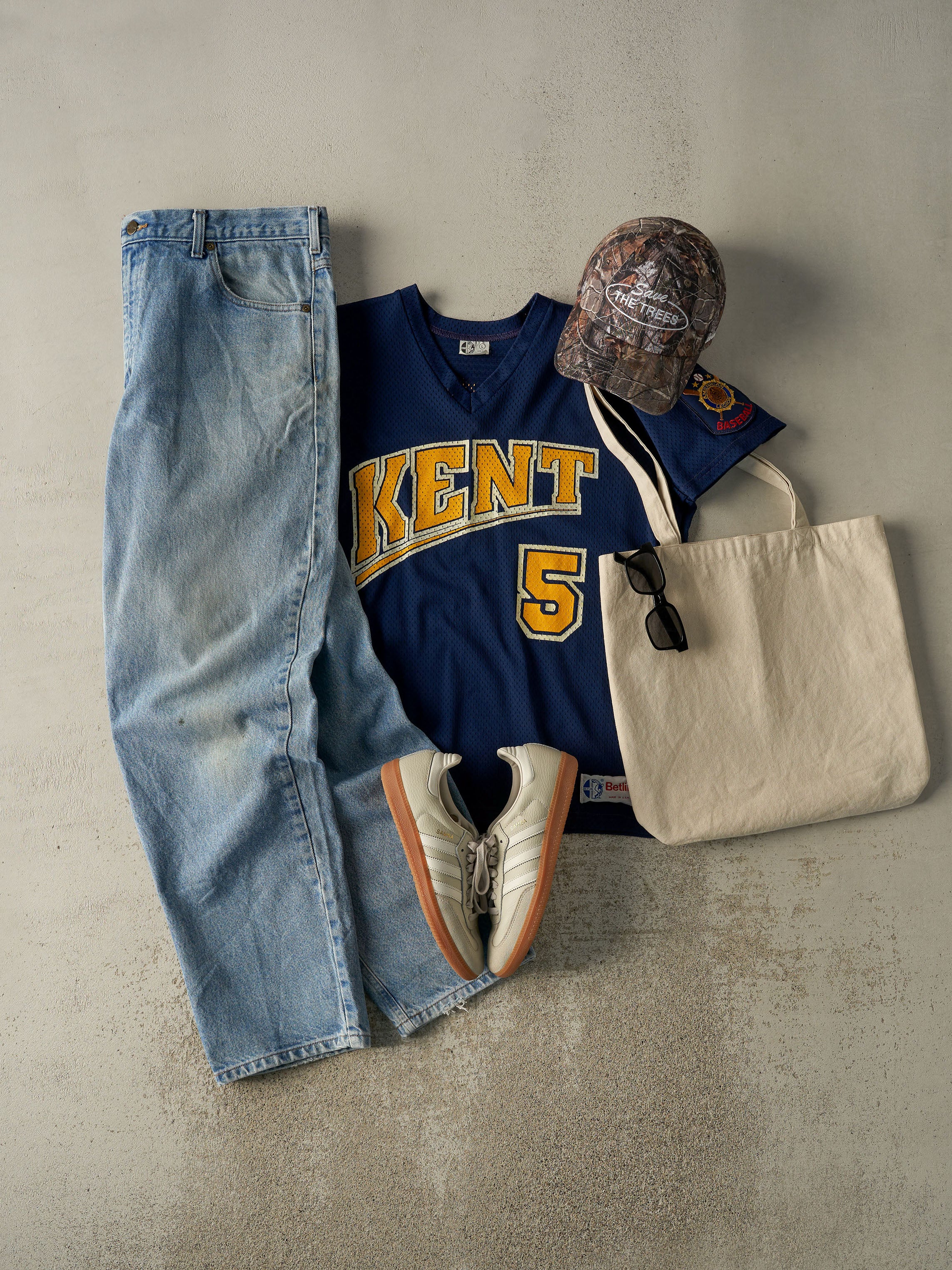 Vintage 90s Navy Blue Kent Baseball #5 Richardson Jersey (L)