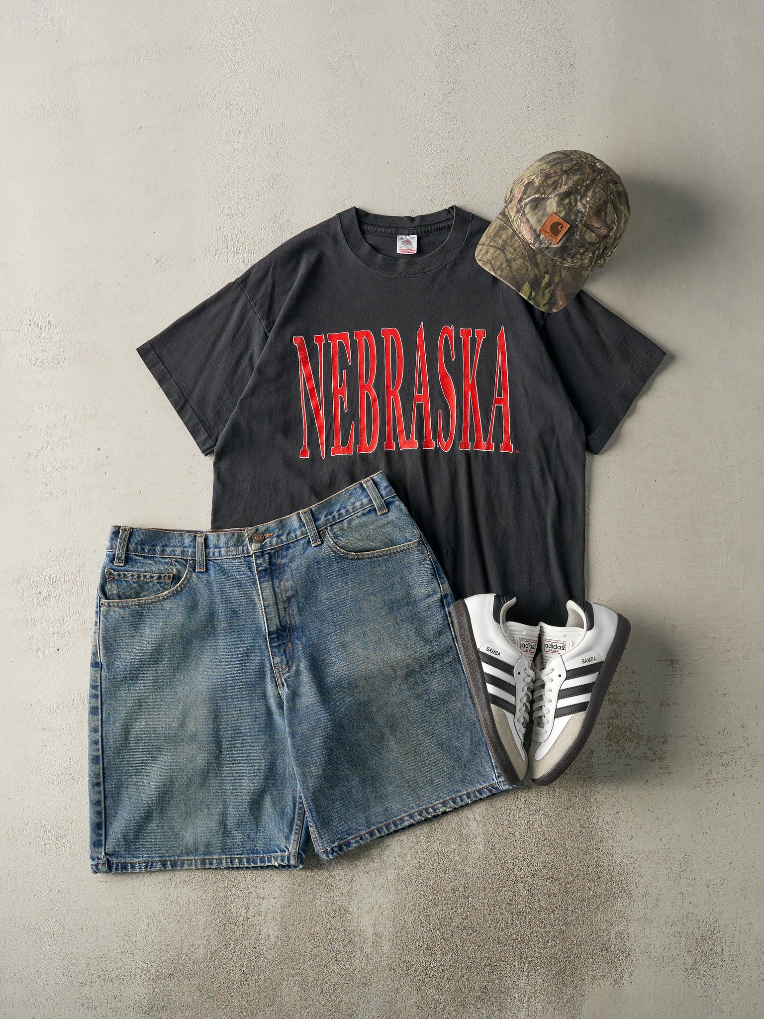 Vintage 90s Black Nebraska University Single Stitch Tee (L)