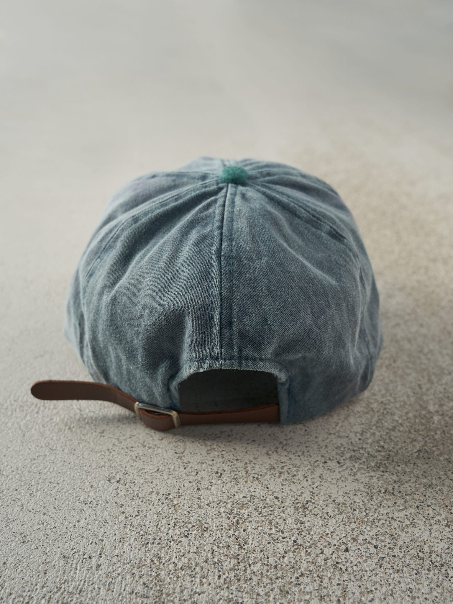 Vintage 90s Blue & Green Sweet Ripe Drinks Leather Strapback