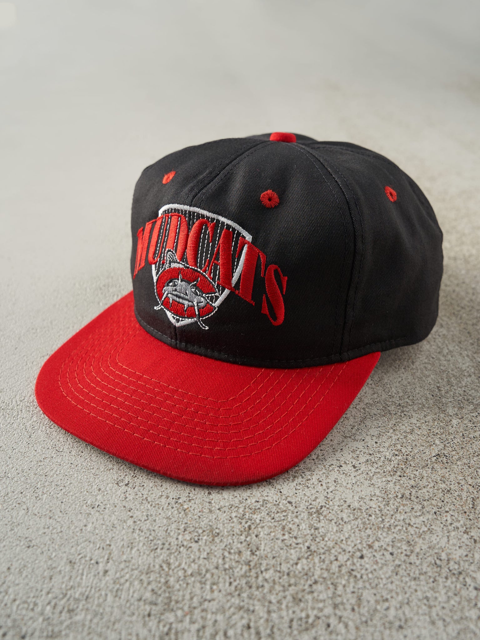 Vintage 90s Black & Red Carolina Mud Cats Embroidered Snapback