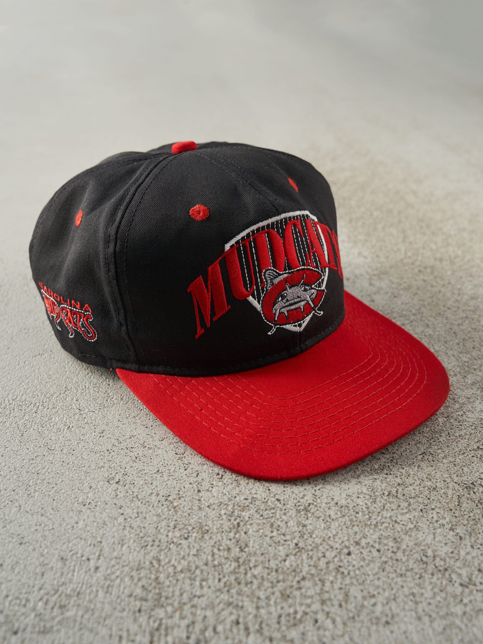 Vintage 90s Black & Red Carolina Mud Cats Embroidered Snapback