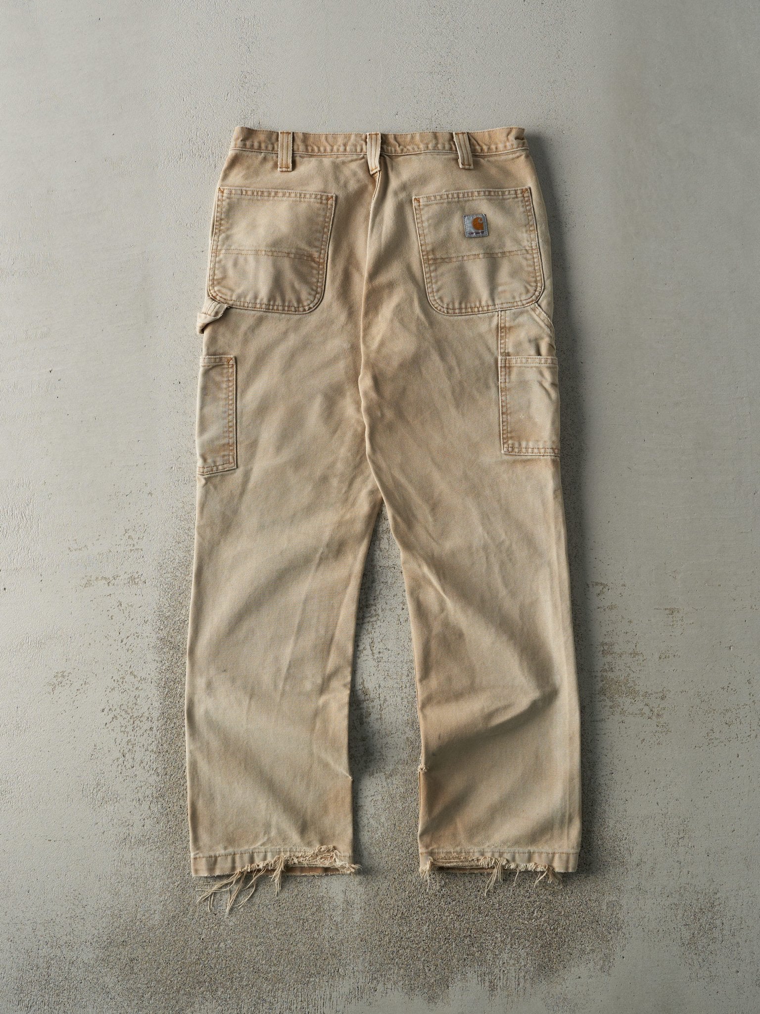 Vintage Y2K Beige Carhartt Double Knee Carpenter Pants (33x31)