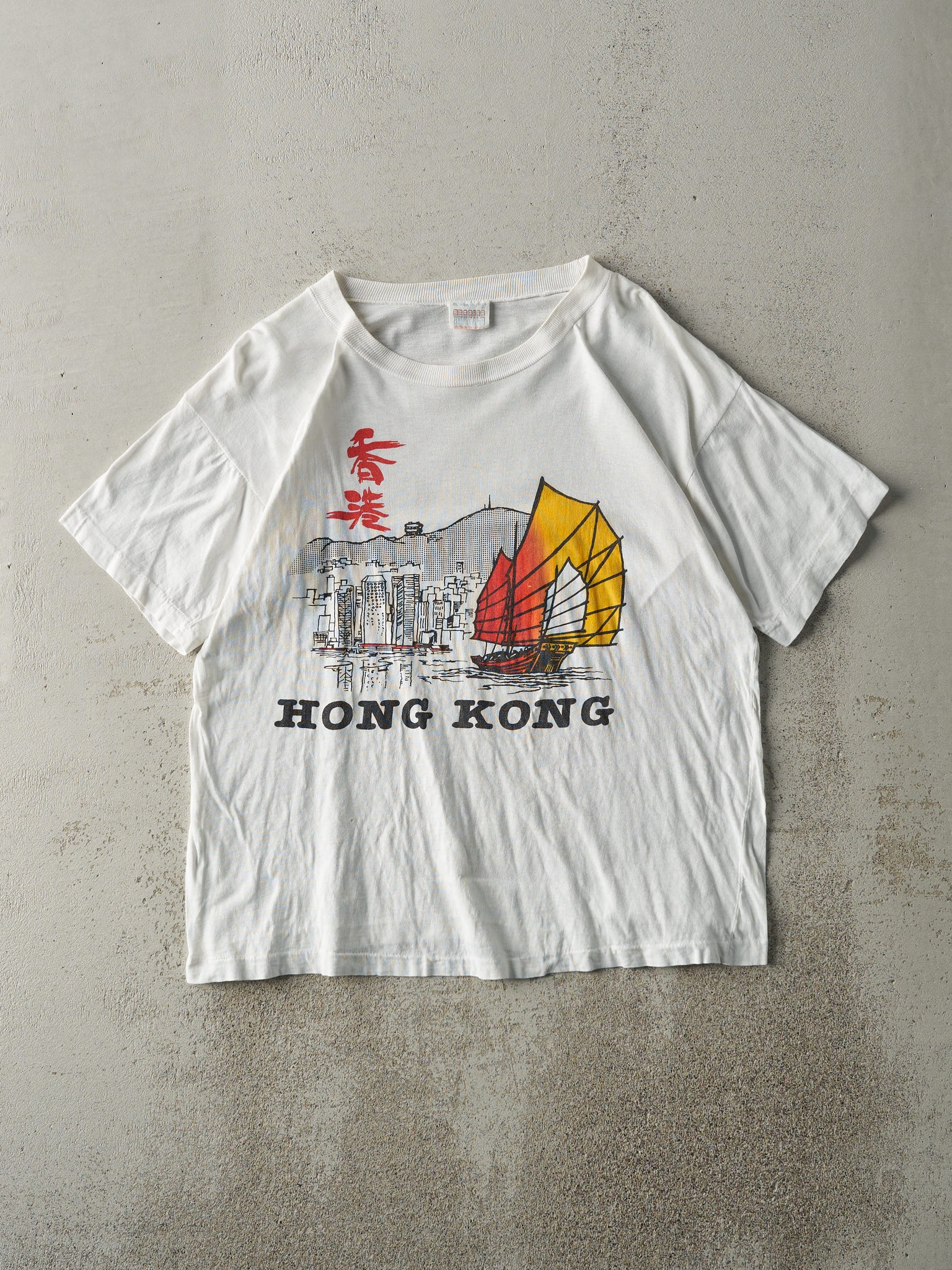 Vintage 90s White Hong Kong Single Stitch Tee (M)