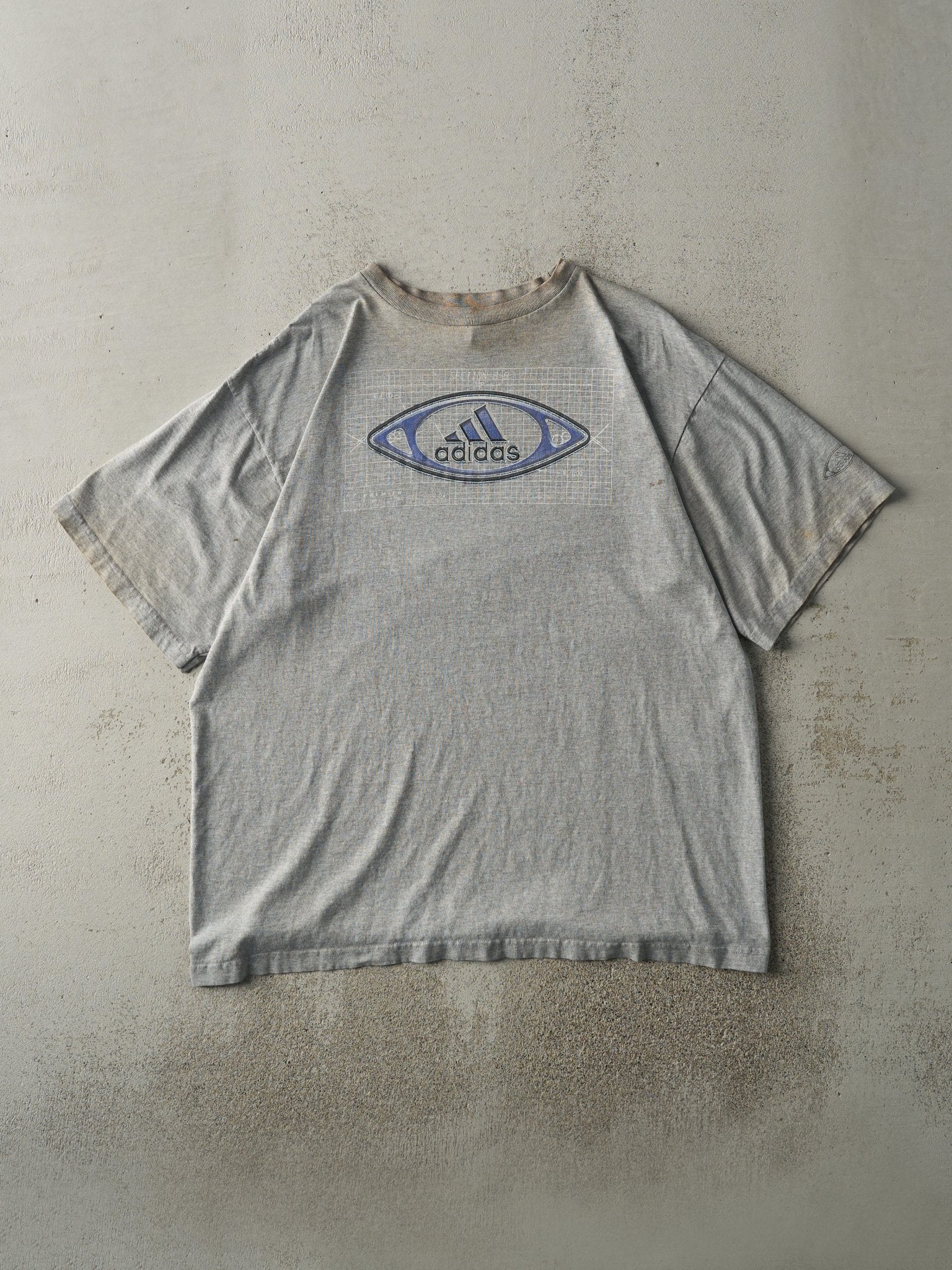 Vintage 90s Grey Adidas Logo Tee (L/XL)