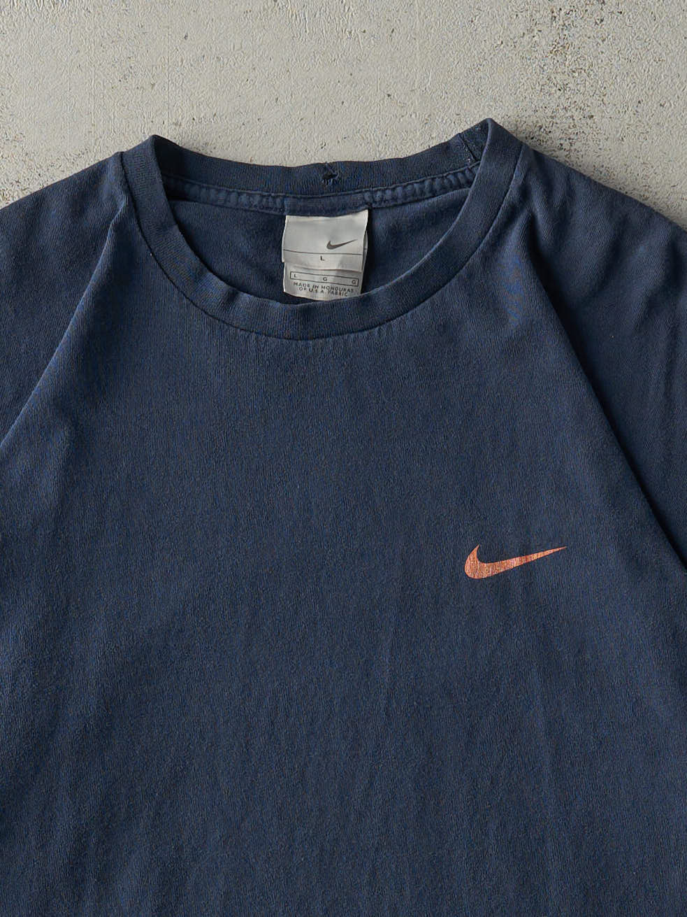 Vintage Y2K Navy & Orange Nike Swoosh Tee (L)
