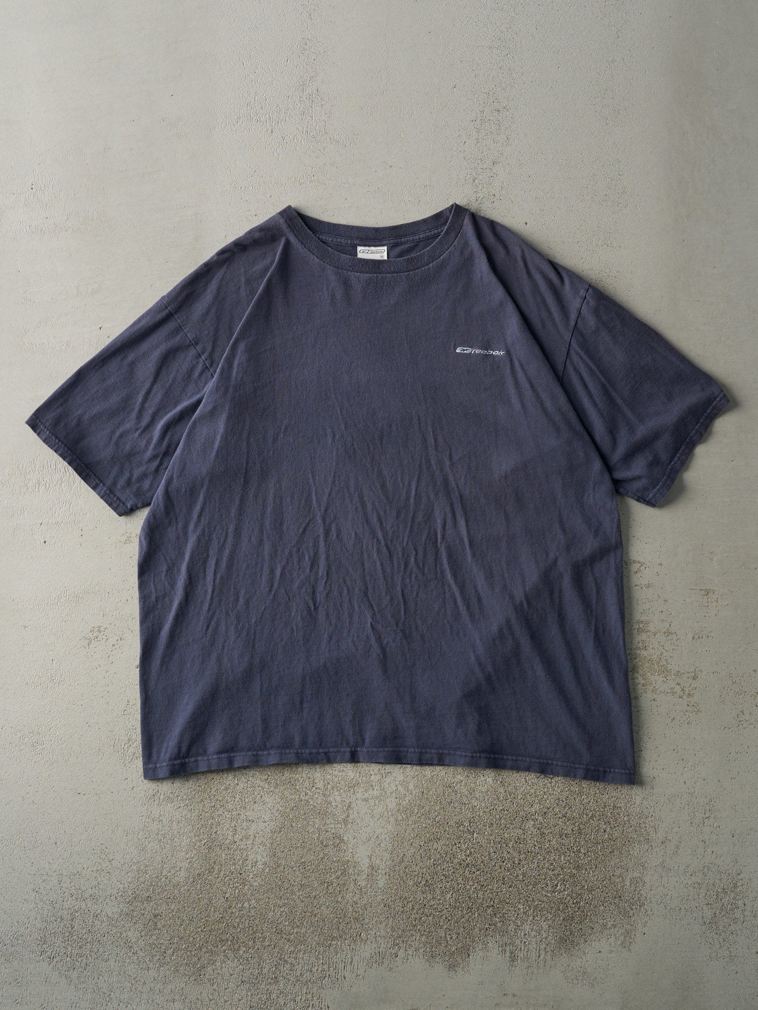 Vintage Y2K Navy Blue Reebok Logo Embroidered Tee (XXL)