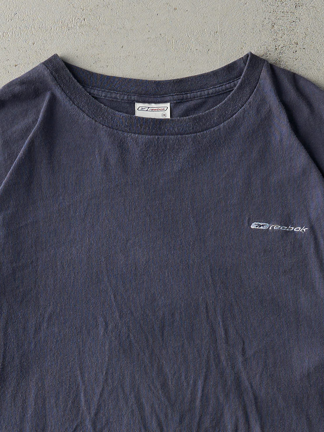 Vintage Y2K Navy Blue Reebok Logo Embroidered Tee (XXL)