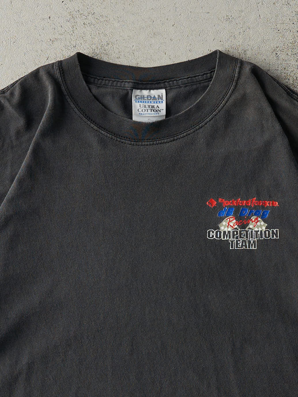 Vintage 01' Faded Black Rockford Fosgate Drag Racing Tee (L)