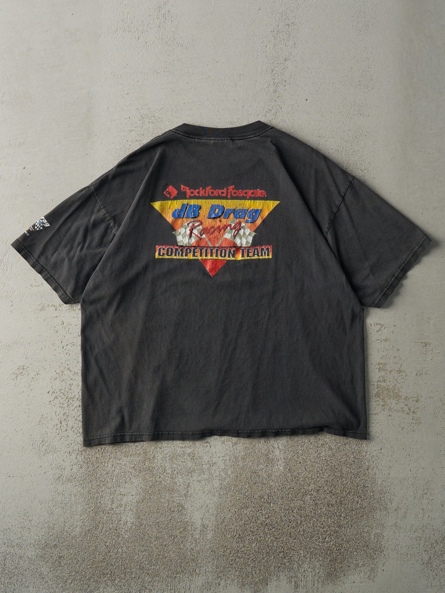 Vintage 01' Faded Black Rockford Fosgate Drag Racing Tee (L)