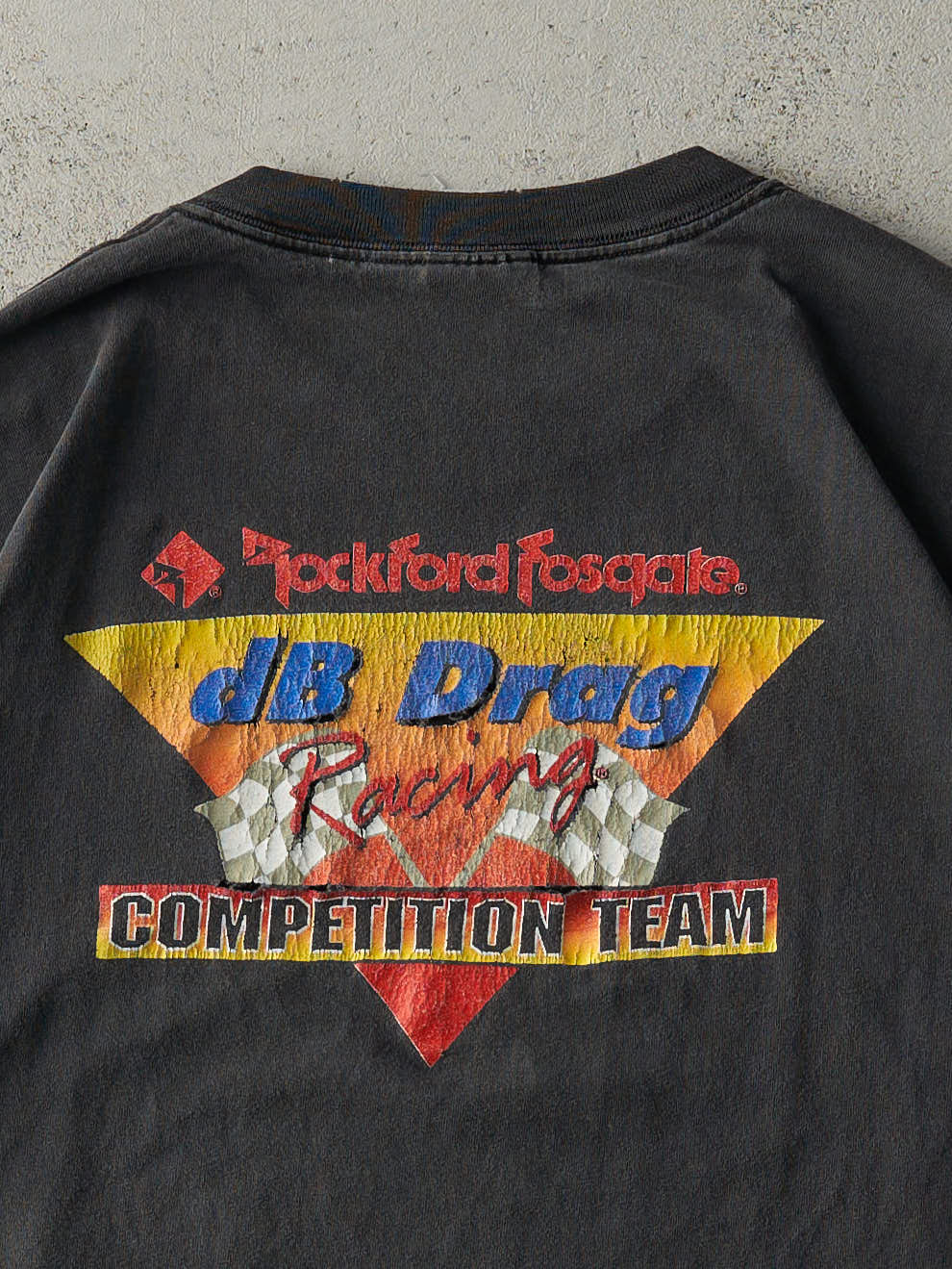 Vintage 01' Faded Black Rockford Fosgate Drag Racing Tee (L)