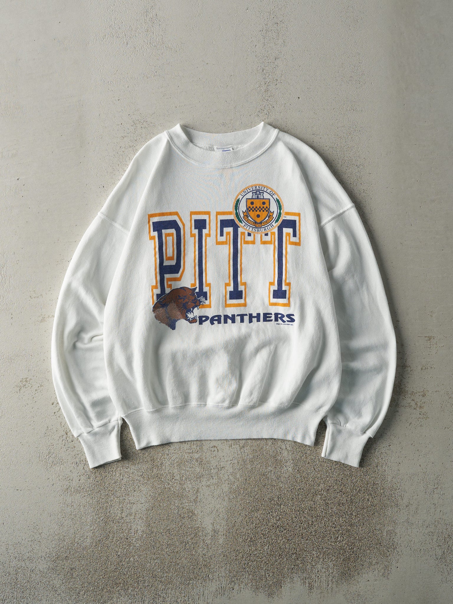 Vintage 90s White University of Pittsburgh Panthers Crewneck (L)