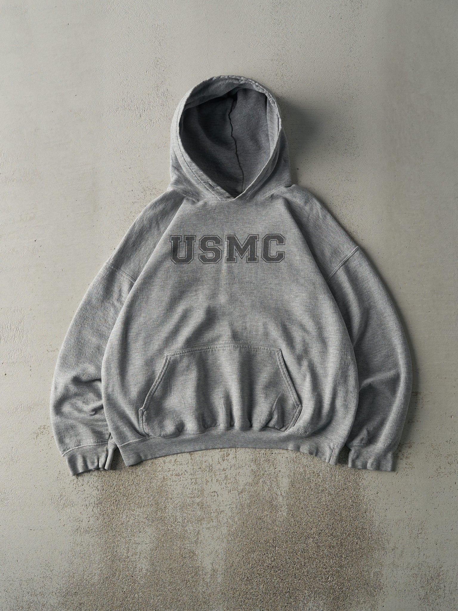 Vintage 90s Grey USMC Boxy Hoodie (L)