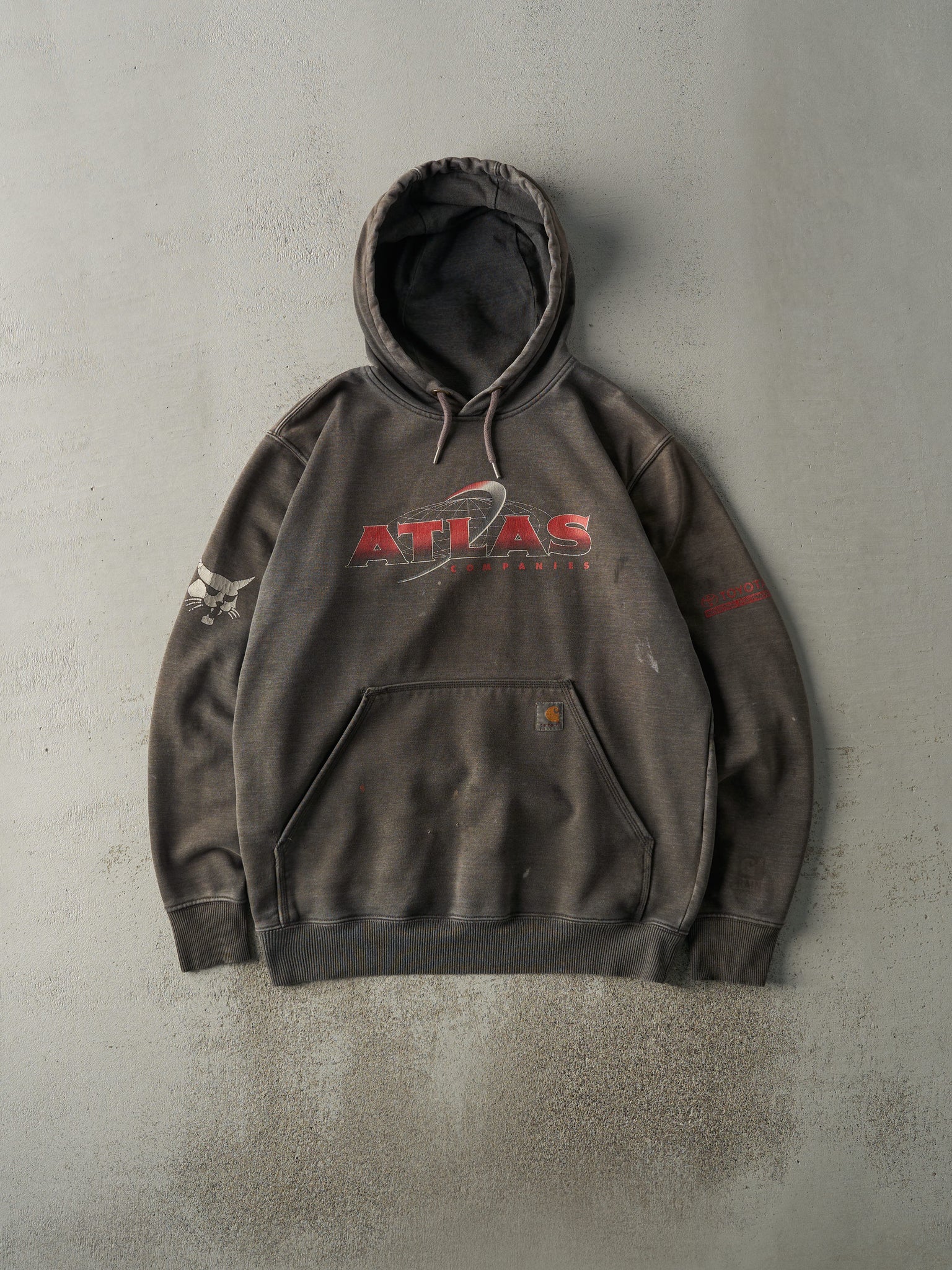 Vintage Y2K Charcoal Grey Carhartt Atlas Companies Hoodie (M/L)