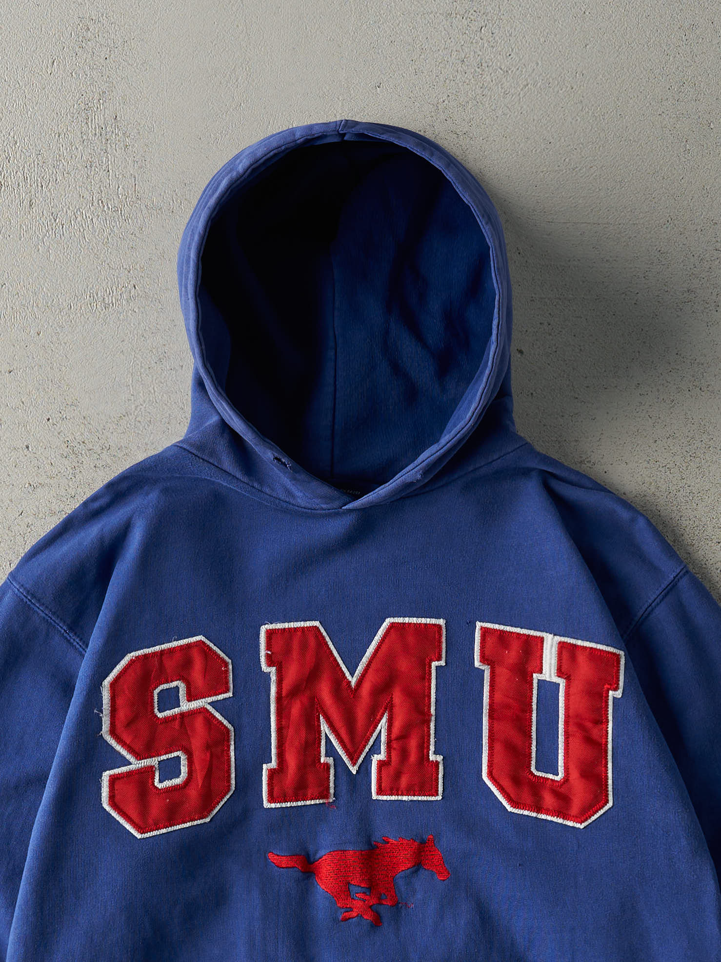 Vintage Y2K Blue Embroidered SMU Hoodie (M)