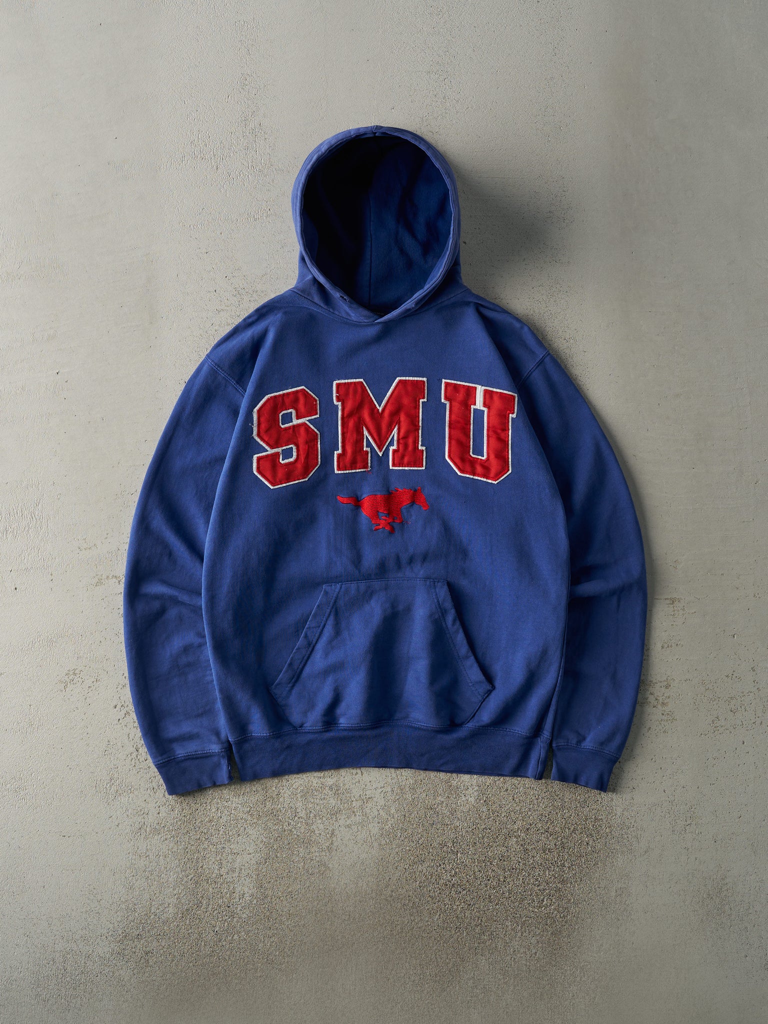 Vintage Y2K Blue Embroidered SMU Hoodie (M)