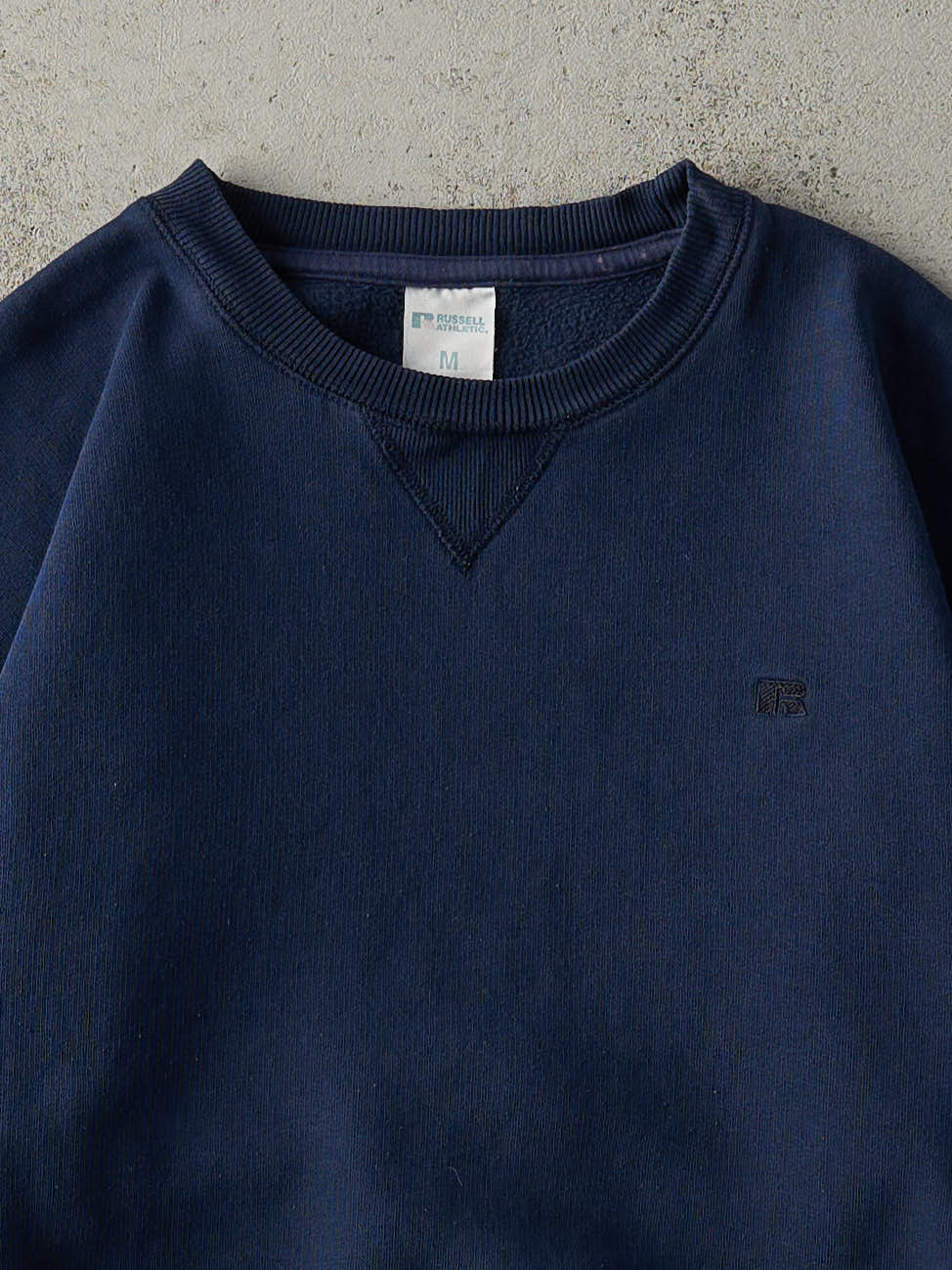 Vintage Y2K Navy Russell Athletic Logo Blank Boxy Crewneck (M)