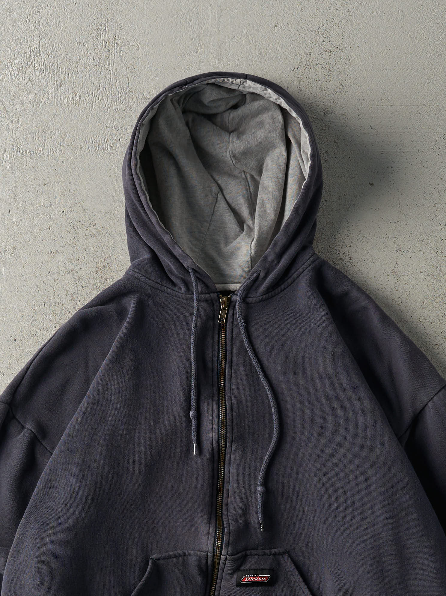Vintage Y2K Navy Blue Dickies Thermal Lined Zip Up Boxy Hoodie (L)