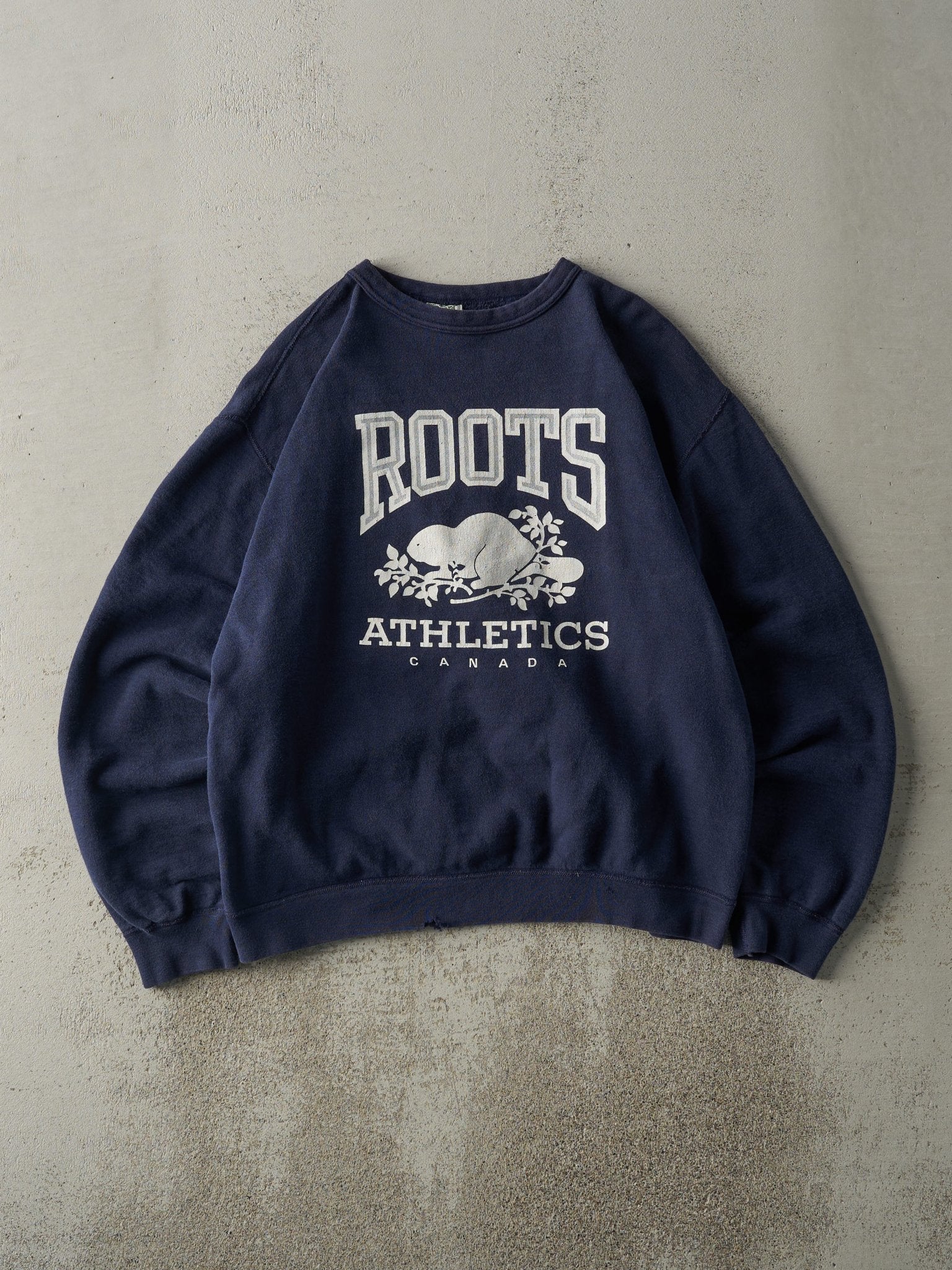 Vintage 90s Navy Blue Roots Logo Crewneck (L)