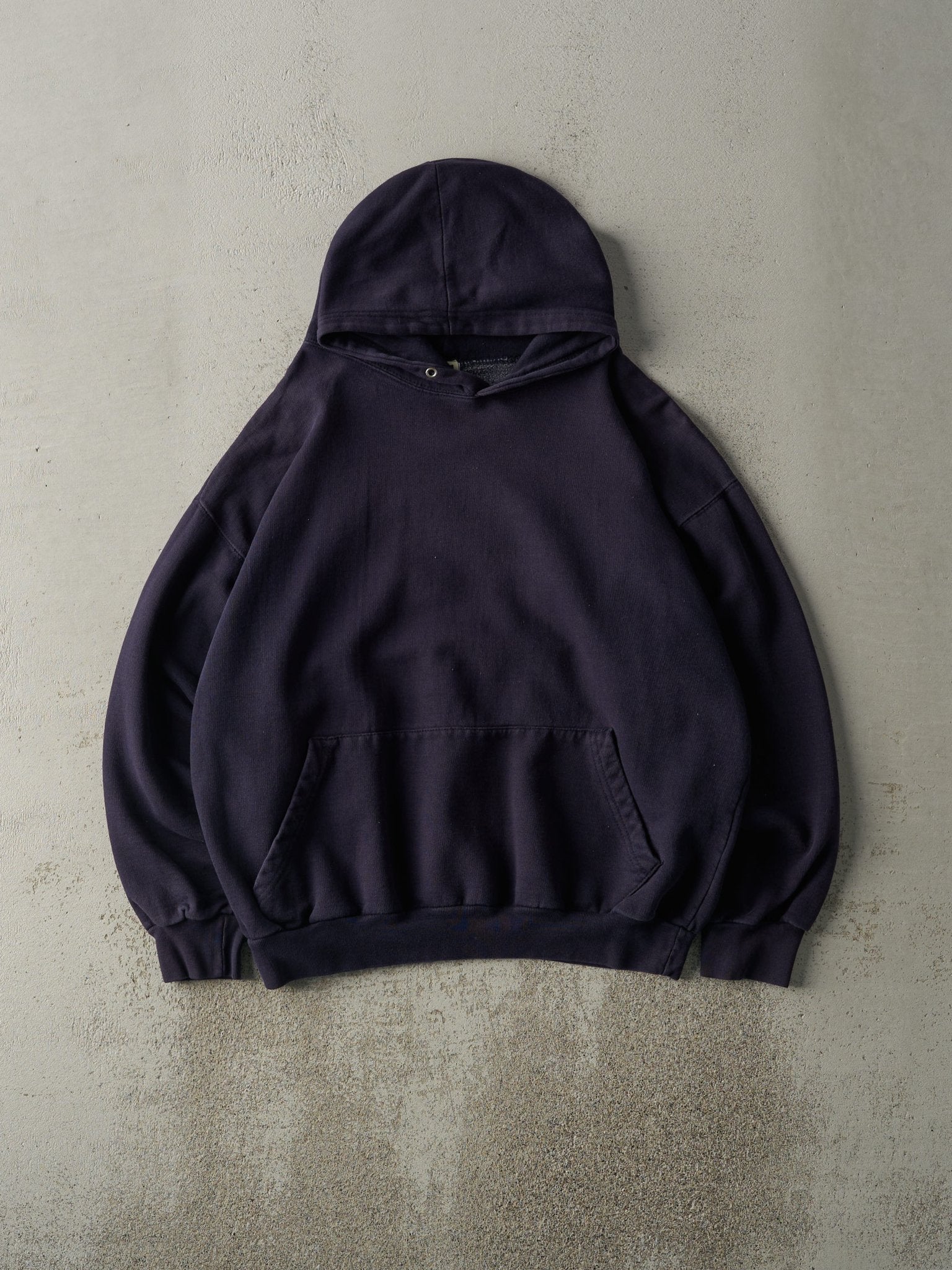 Vintage Y2K Navy Blue Blank Boxy Hoodie (L)