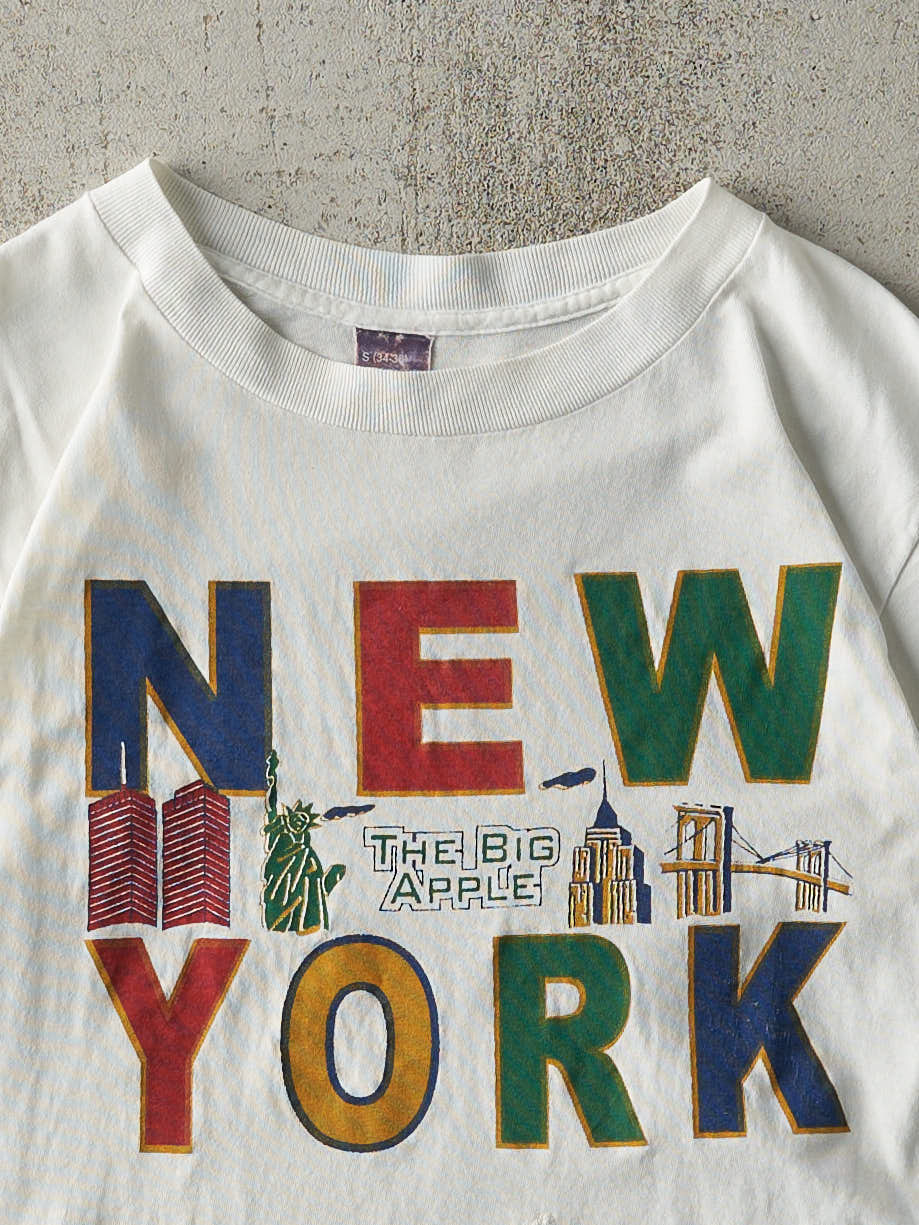 Vintage 90s White New York Single Stitch Baby Tee (XS)