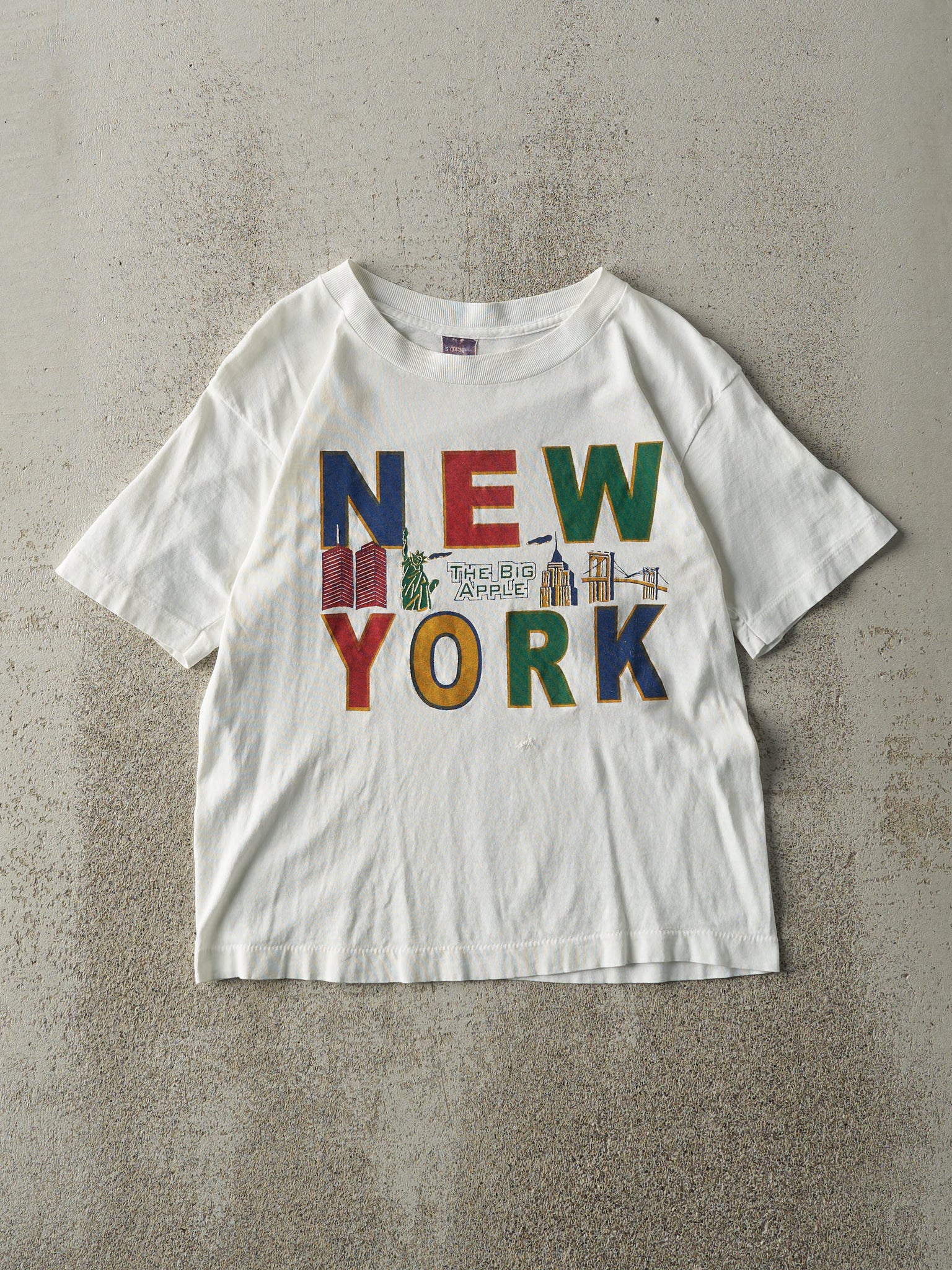 Vintage 90s White New York Single Stitch Baby Tee (XS)