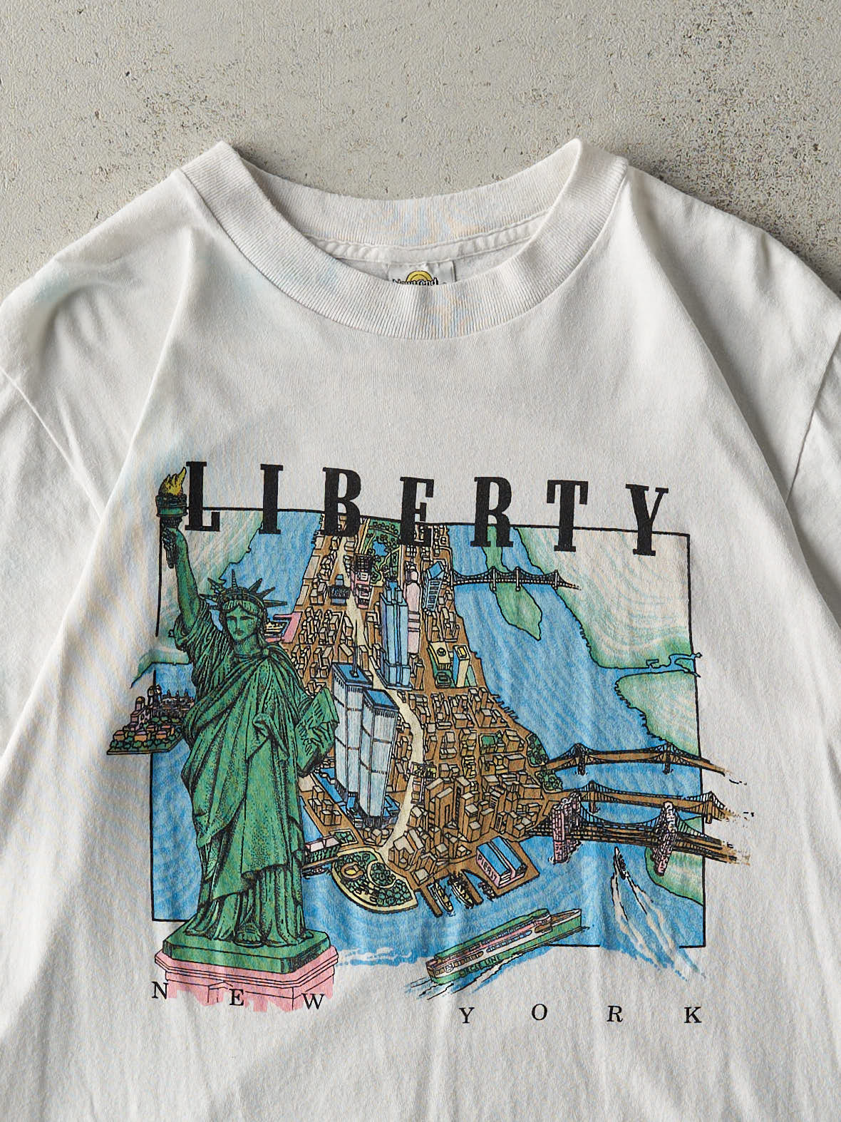 Vintage 80s White New York Liberty Single Stitch Tee (M)