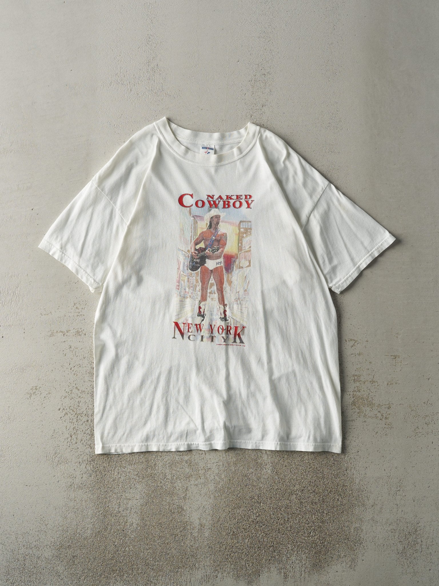 Vintage Y2K White New York City Naked Cowboy Tee (L)