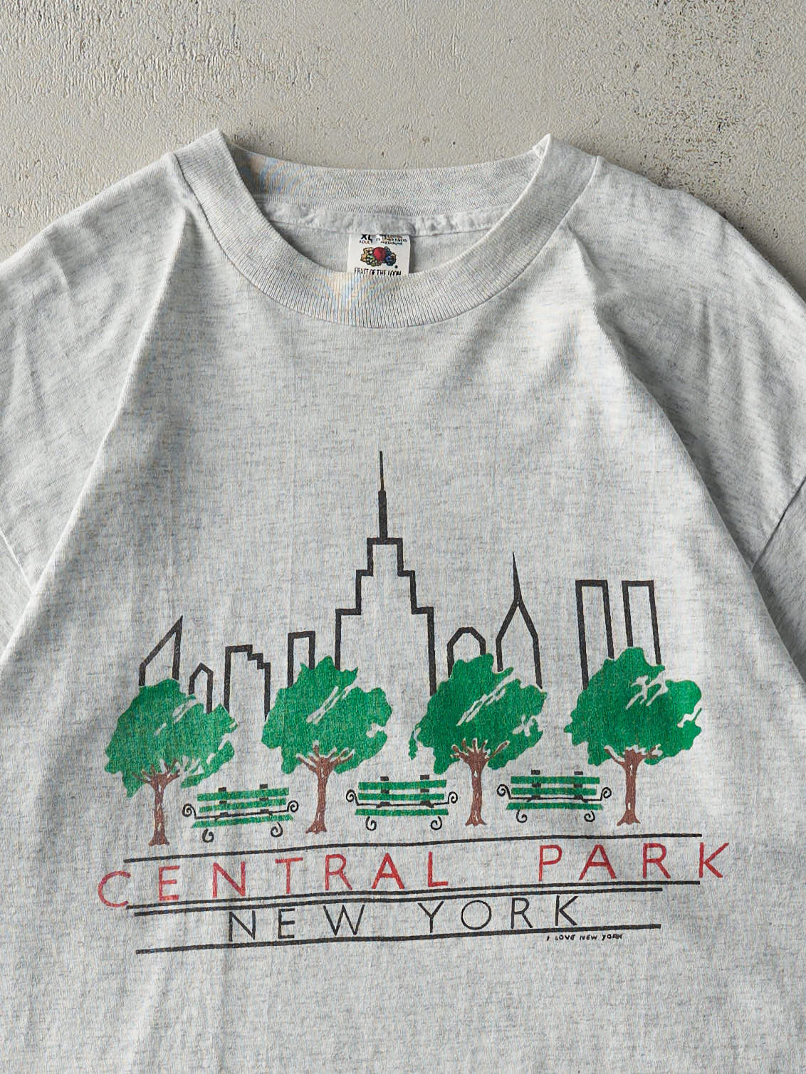 Vintage 90s Heather Grey Central Park New York Single Stitch Tee (M/L)