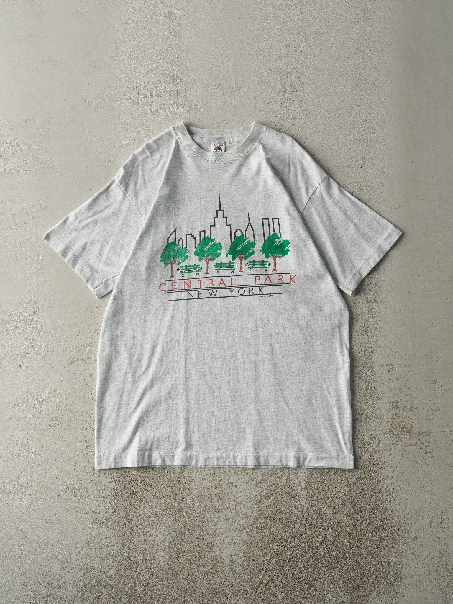 Vintage 90s Heather Grey Central Park New York Single Stitch Tee (M/L)