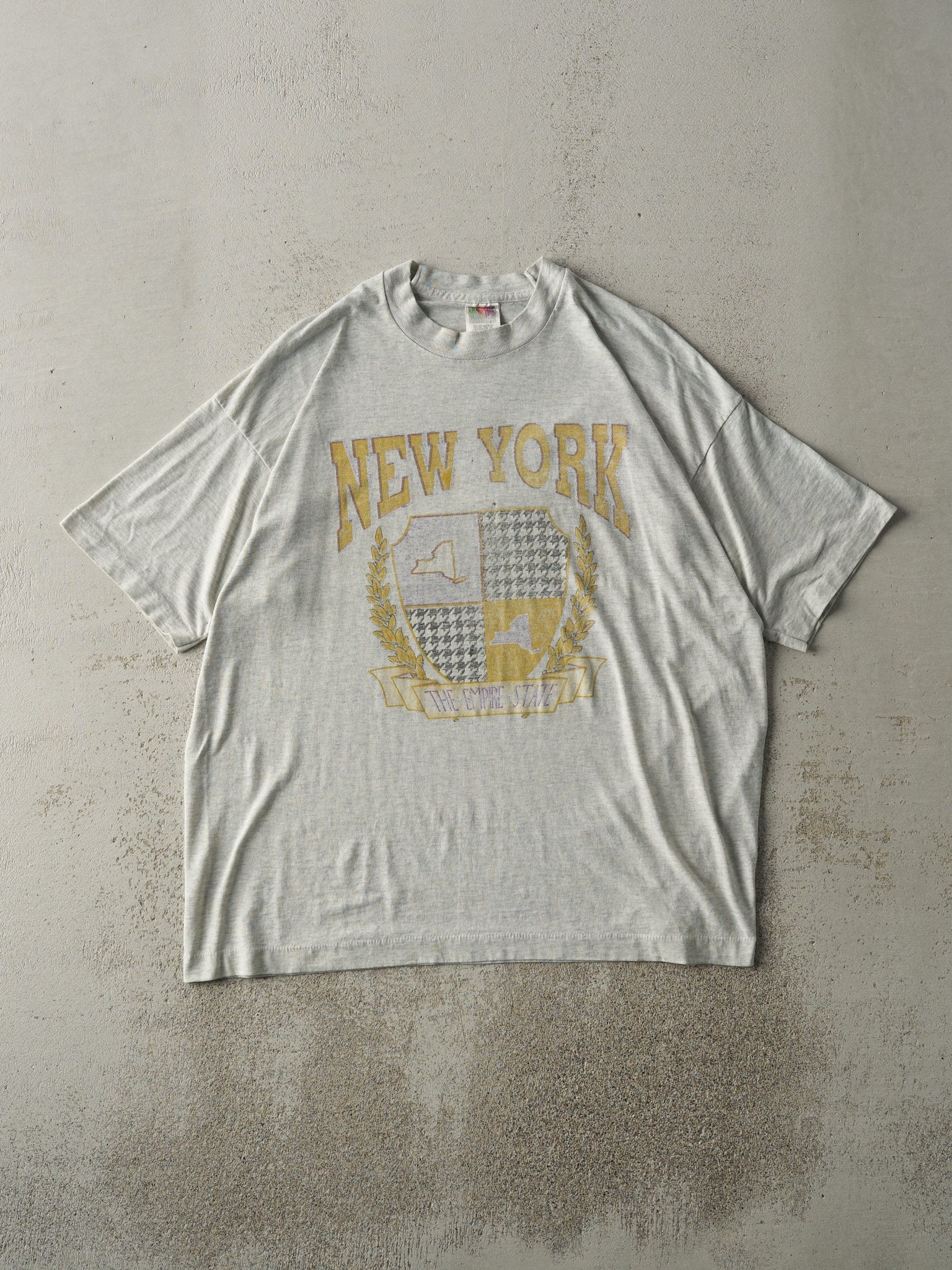 Vintage 90s Heather Grey New York City Empire State Single Stitch Tee (L)