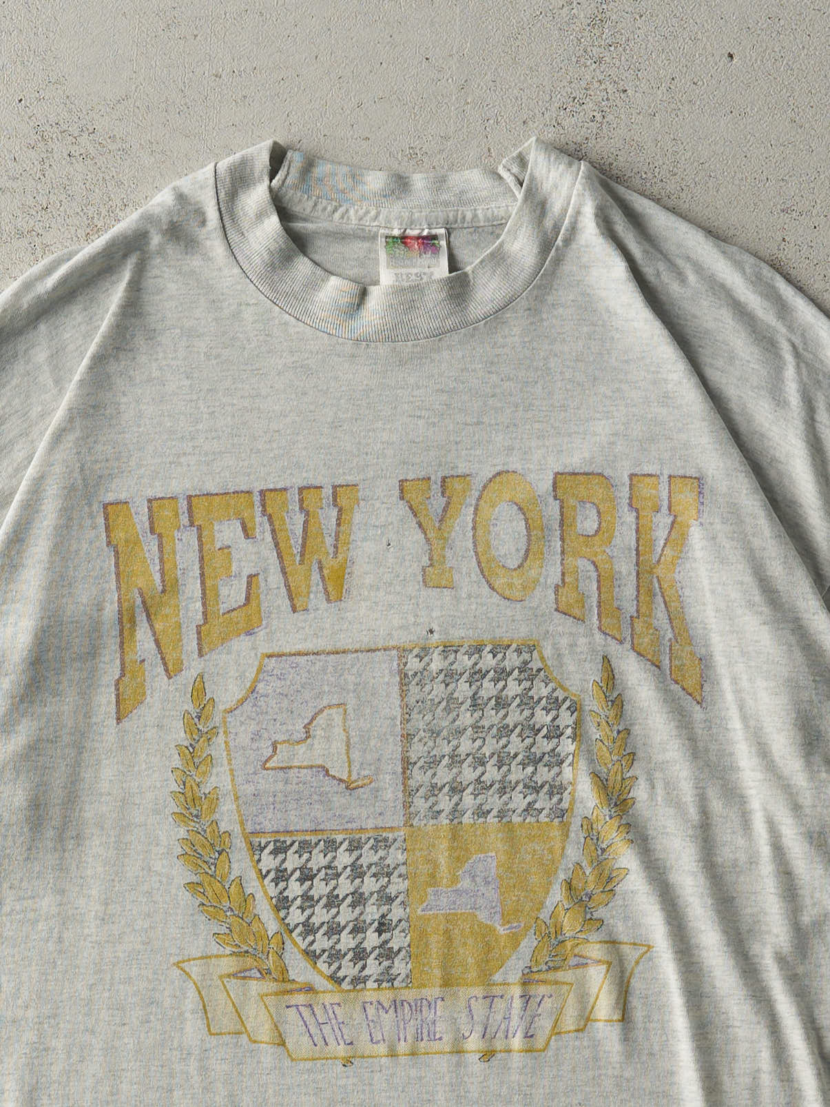 Vintage 90s Heather Grey New York City Empire State Single Stitch Tee (L)