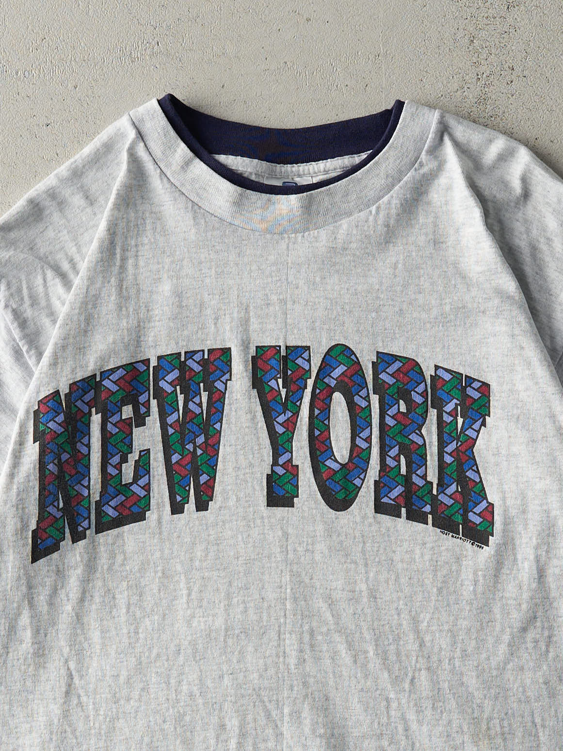 Vintage 96' Heather Grey New York Double Neck Tee (M)