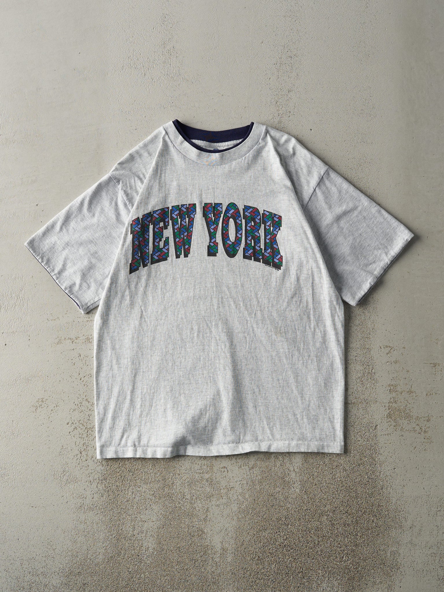 Vintage 96' Heather Grey New York Double Neck Tee (M)