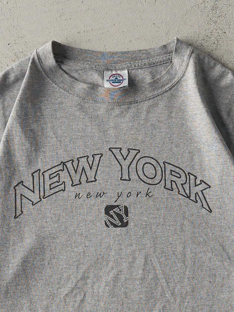 Vintage Y2K Grey New York Tee (M)