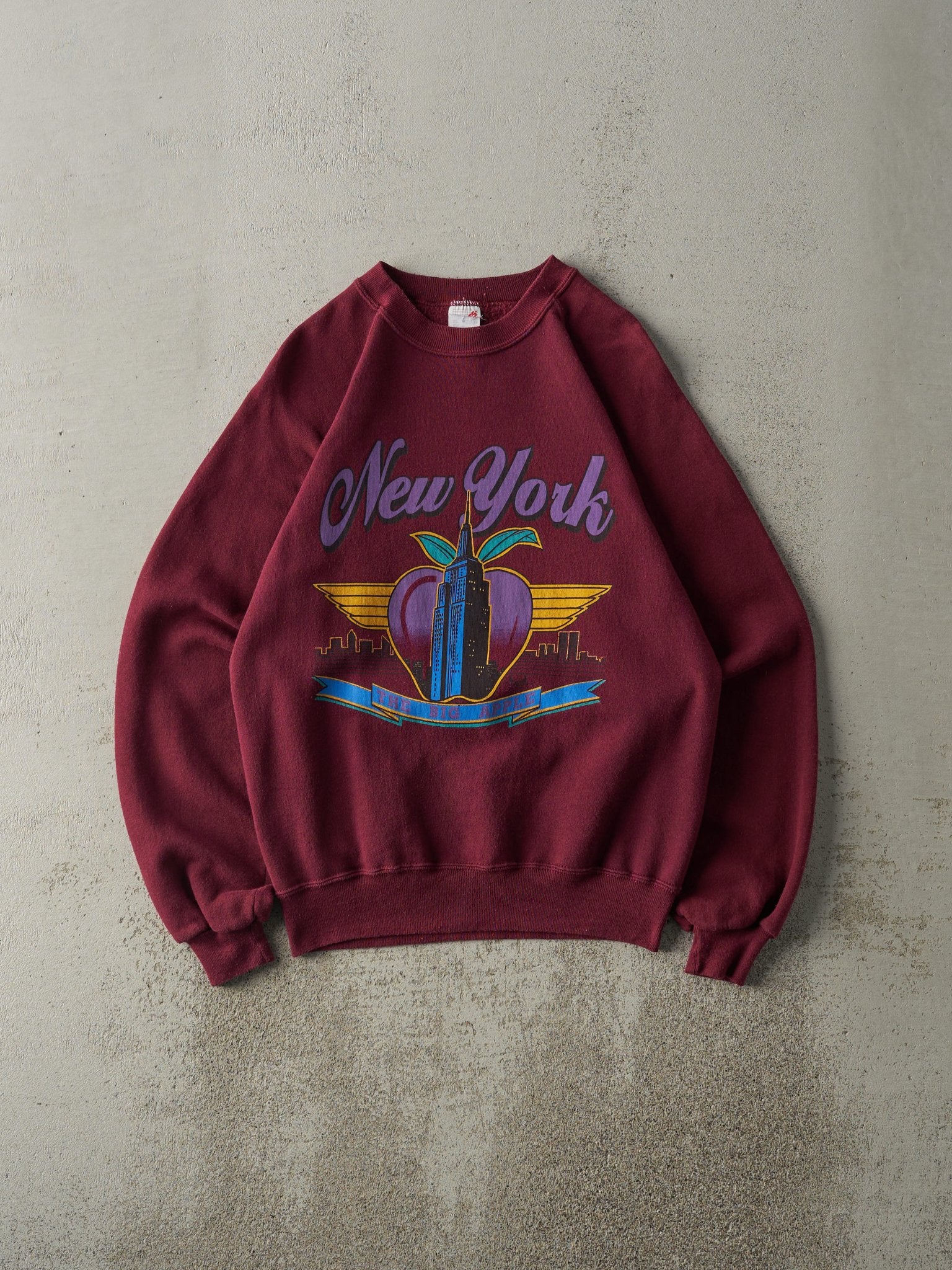 Vintage 80s Burgundy New York Big Apple Crewneck (S)