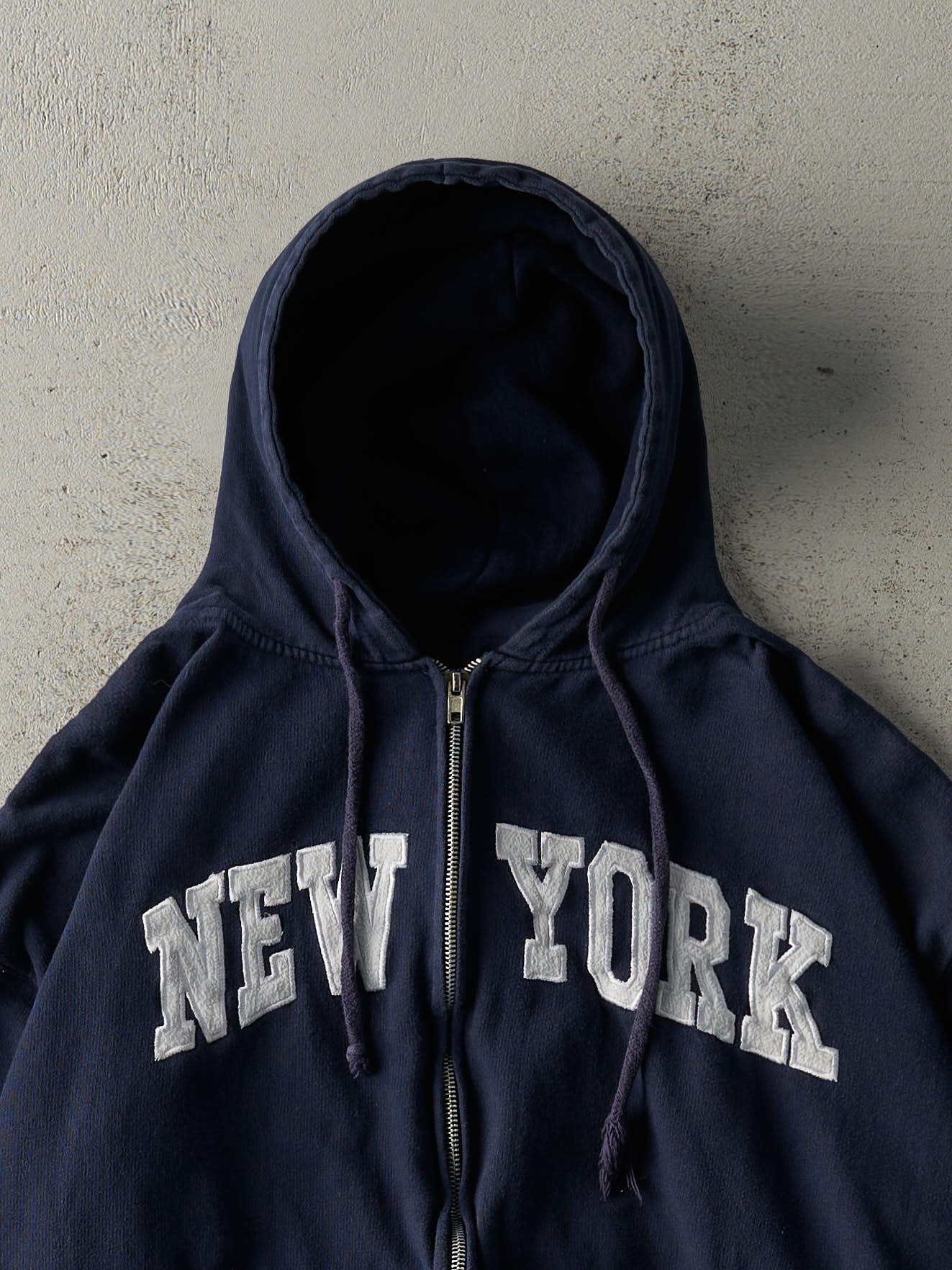Vintage Y2K Navy Blue New York Zip Up Boxy Hoodie (M)