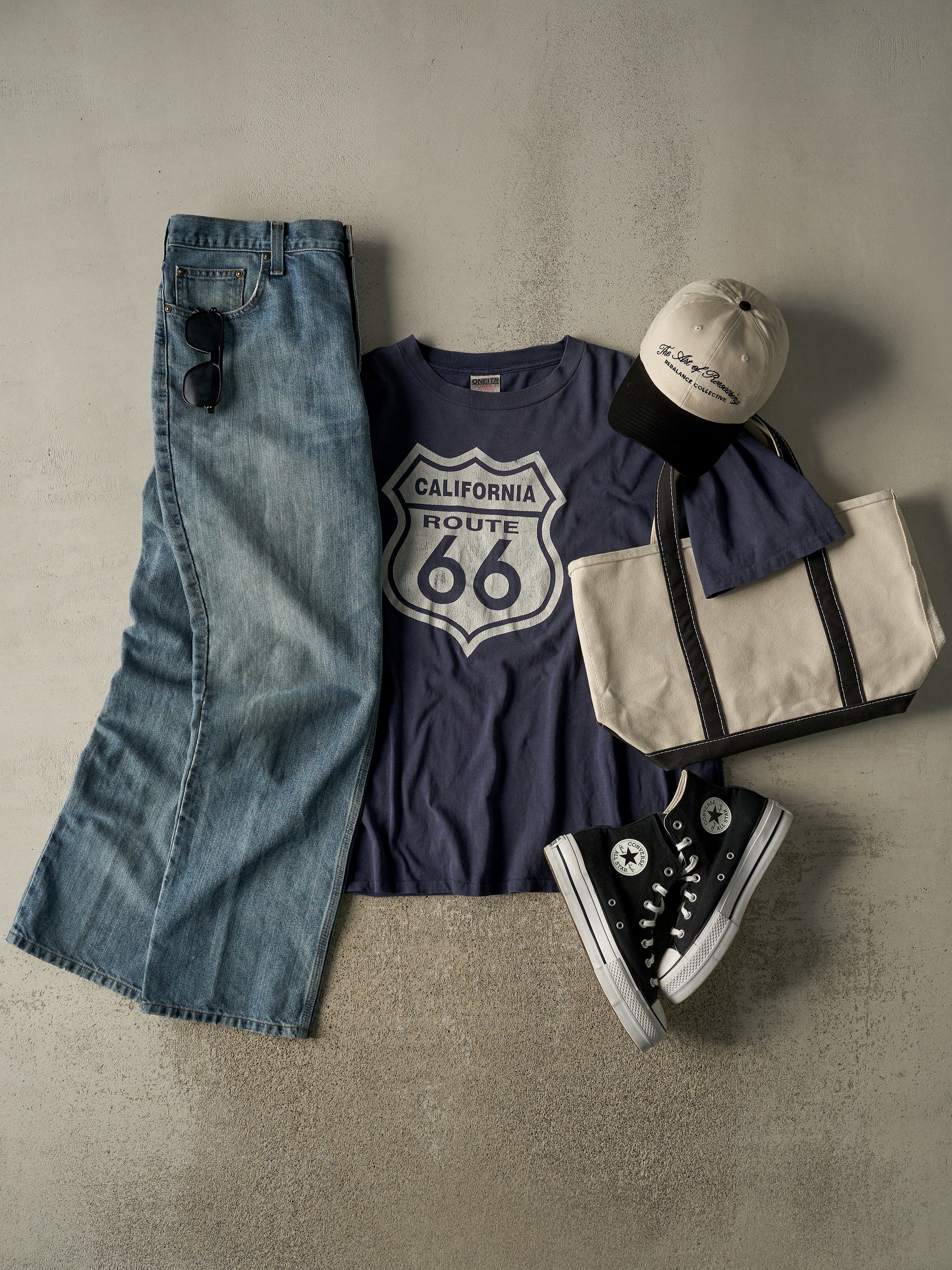 Vintage 90s Navy Blue Route 66 California Single Stitch Tee (XL)