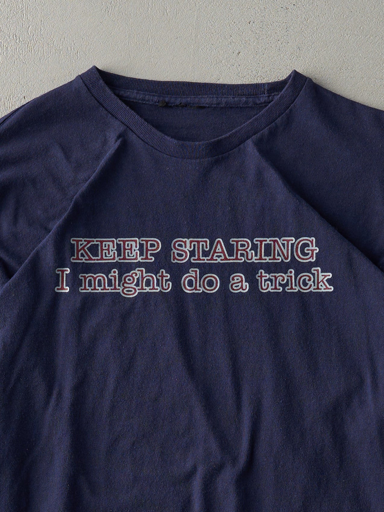 Vintage Y2K Navy and Grey "I Might Do A Trick" Long Sleeve (L)