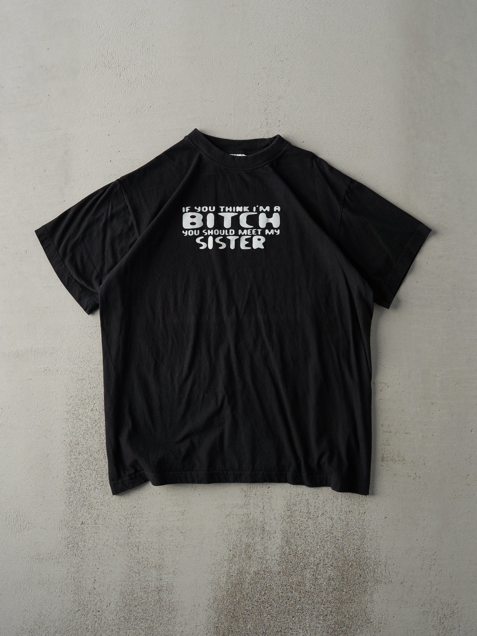 Vintage 90s Black "Meet My Sister" Tee (M)