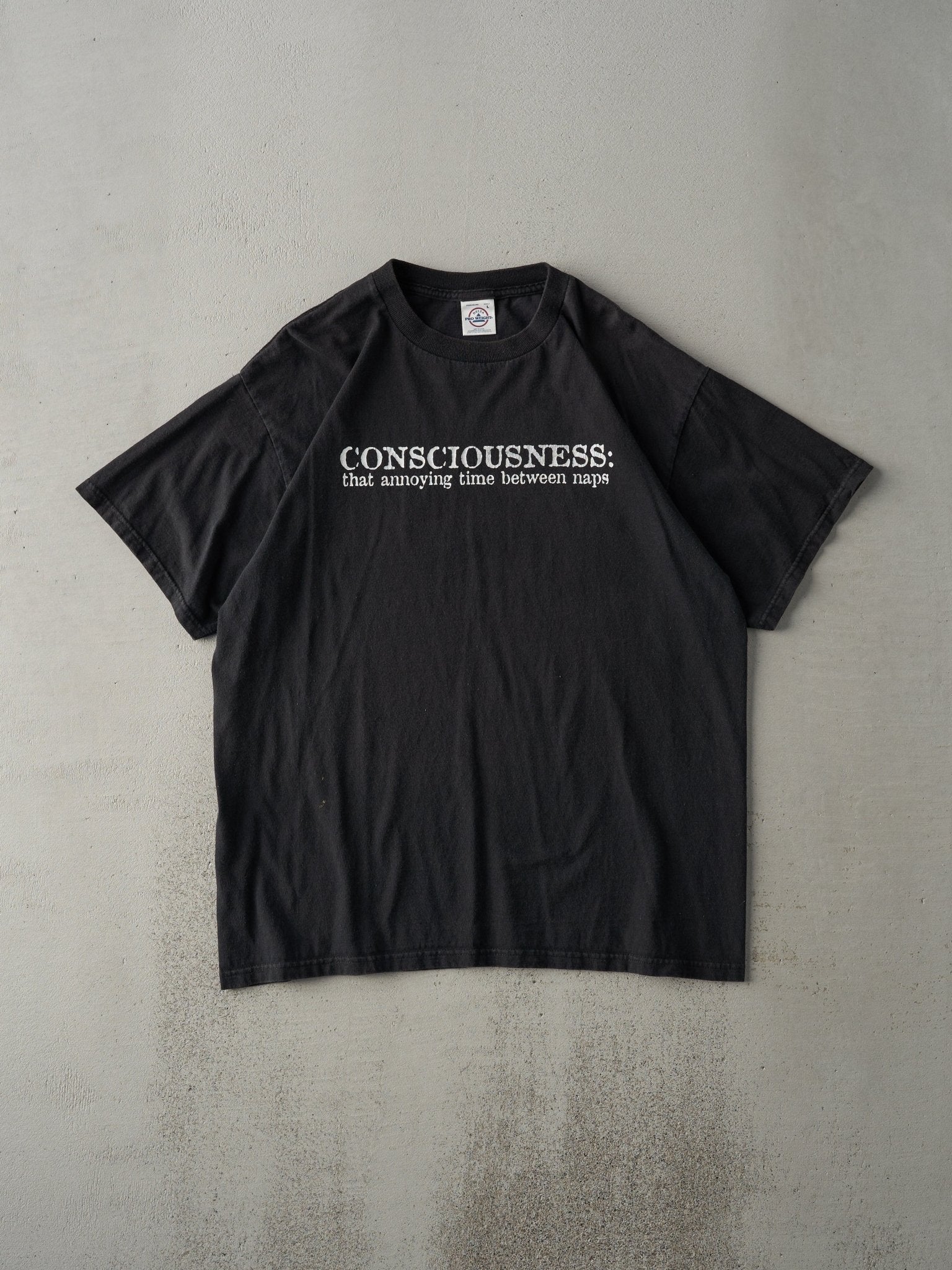 Vintage Y2K Black "Consciousness" Tee (M)