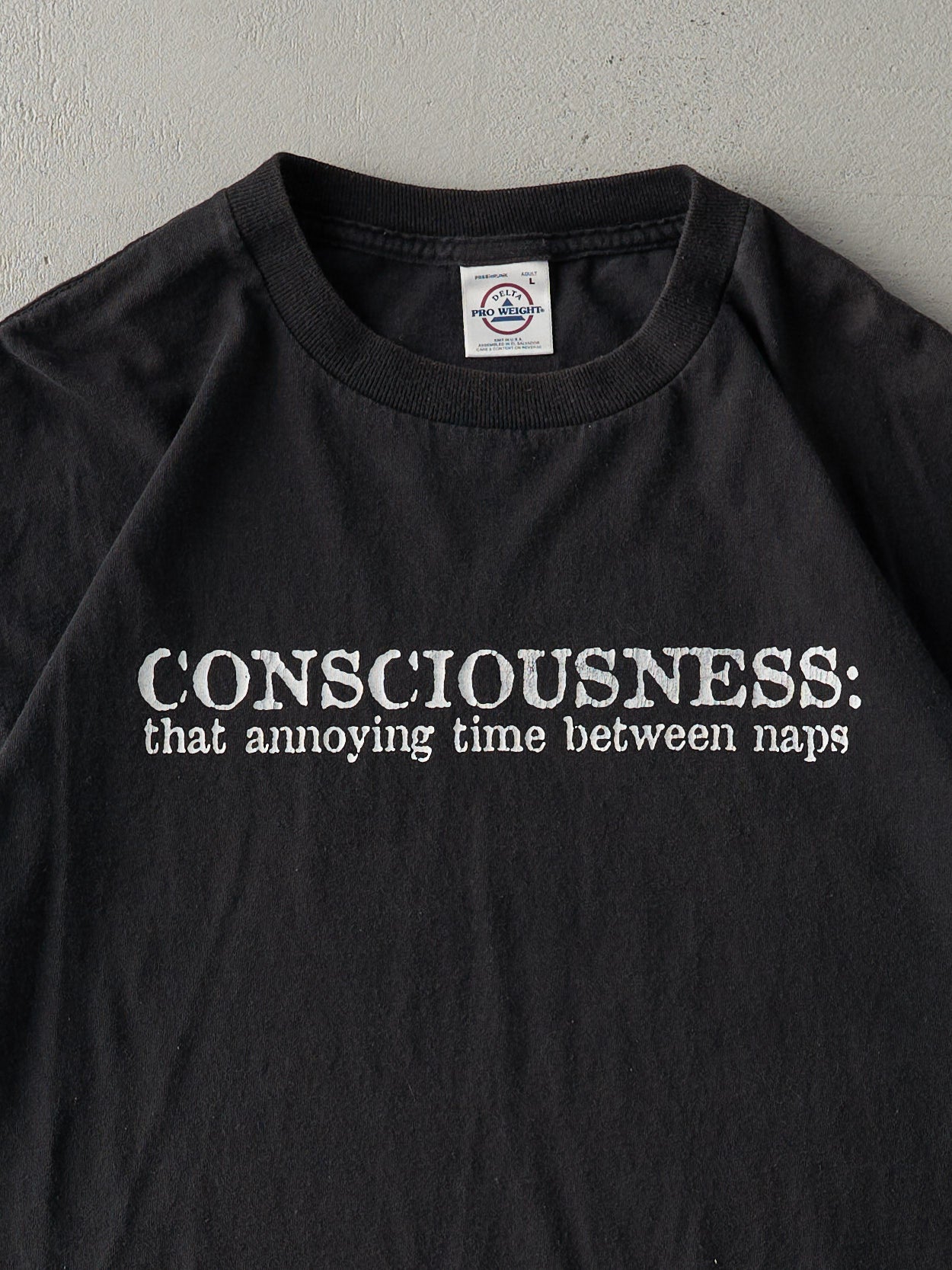 Vintage Y2K Black "Consciousness" Tee (M)